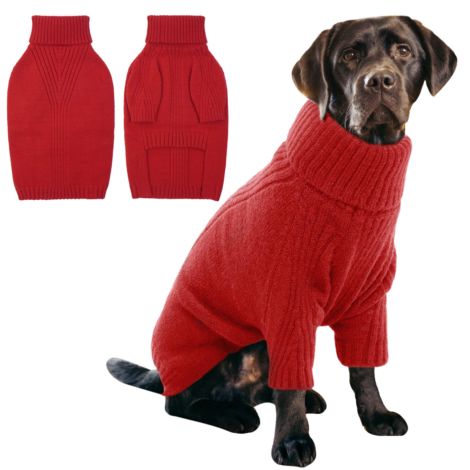 Iecoii Xxxl Dog Sweater,Christmas Dog Sweaters For Extra Large Dogs Girl Boy,Turtleneck Knitted Knitwear For Pet Dogs Wearing On Holiday Thanksgiving,Pullover Easy On Doggie Sweatshirt (Red,Xxxl)