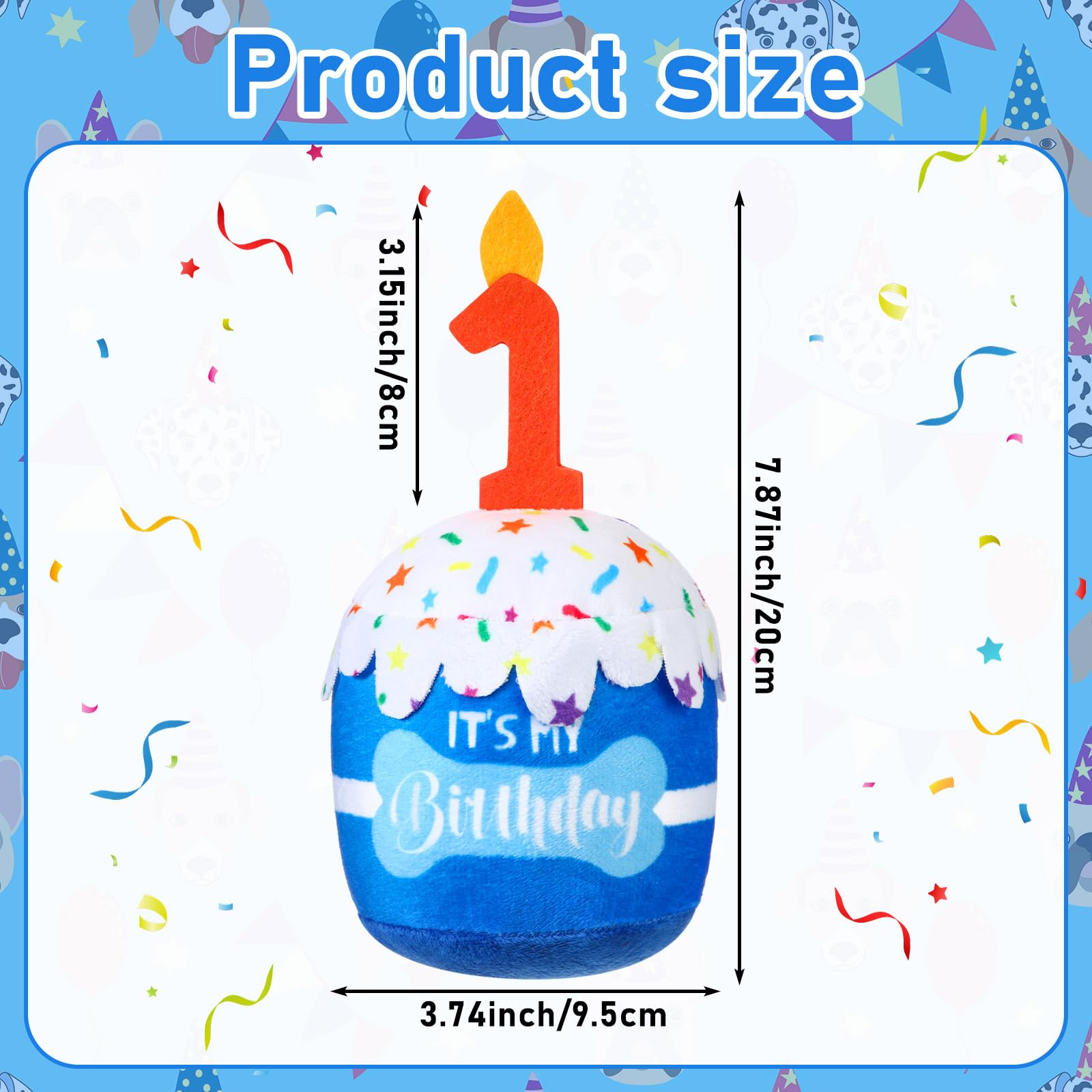 Dansydaisy Dog 1St Birthday Cake Toy Accessories For Girl Boy Gifts, Blue Squeaky Plush Toy For Dog Birthday Party Decor Favor F