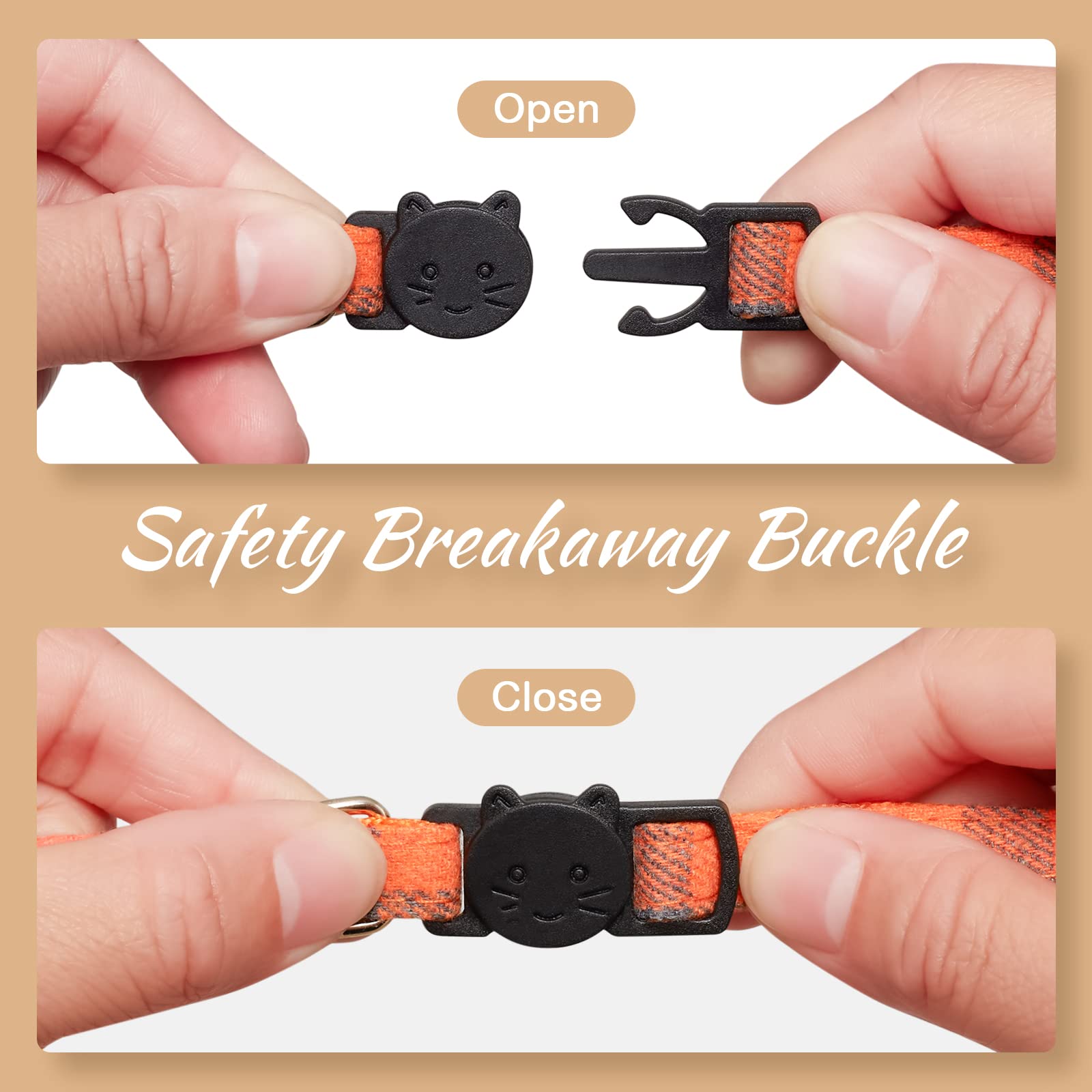 6 Pack Classic Plaid Cat Collars With Bells - Breakaway Kitten Collar And Adjustable 6-9 In,Cute Kitty Collar For Girl Boy Cats,