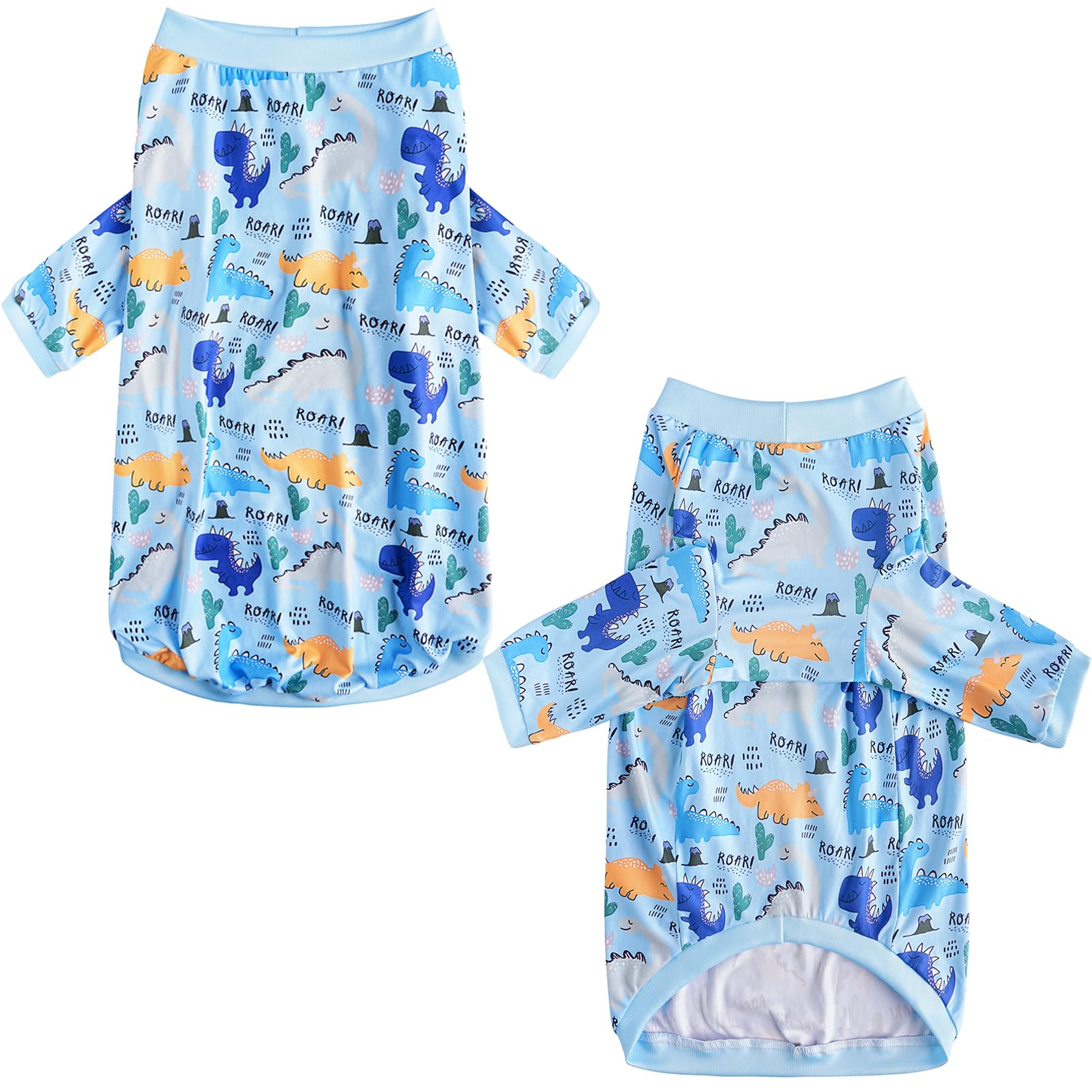 PriPre Dinosaur Dog T Shirts Cute Dinosaur Pattern Printed Apparel Shirt for Large Dogs Softable Stretchy Pet Clothes (XL, Blue