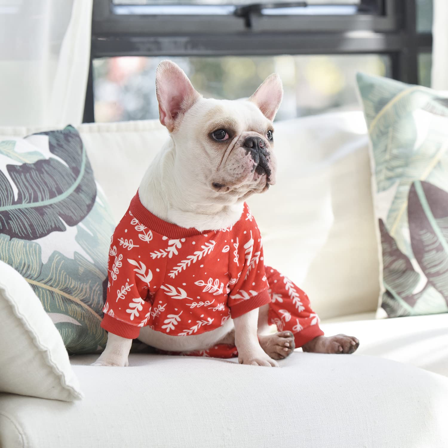 Cutebone Soft & Stretchy Christmas Dog Pajamas - Cozy Pet Jammies Breathable Jumpsuit For Small Dogs - All-Season Comfy Outfit E
