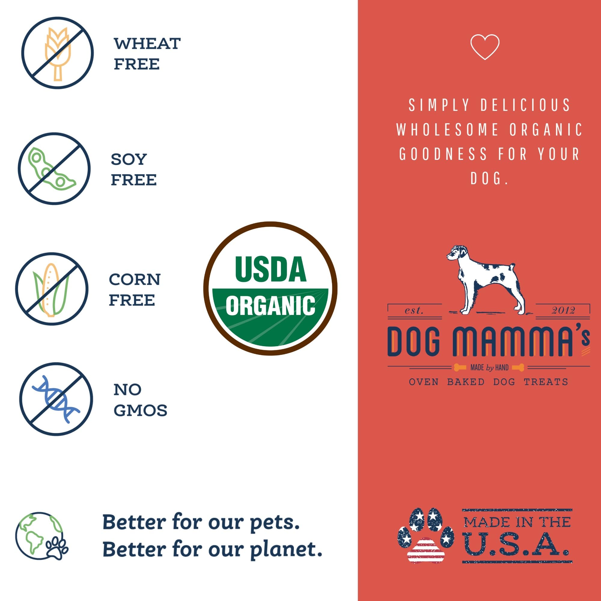 Dog Mammas Organic Apple Cranberry Recipe - Certified Organic Dog Treats 6 oz