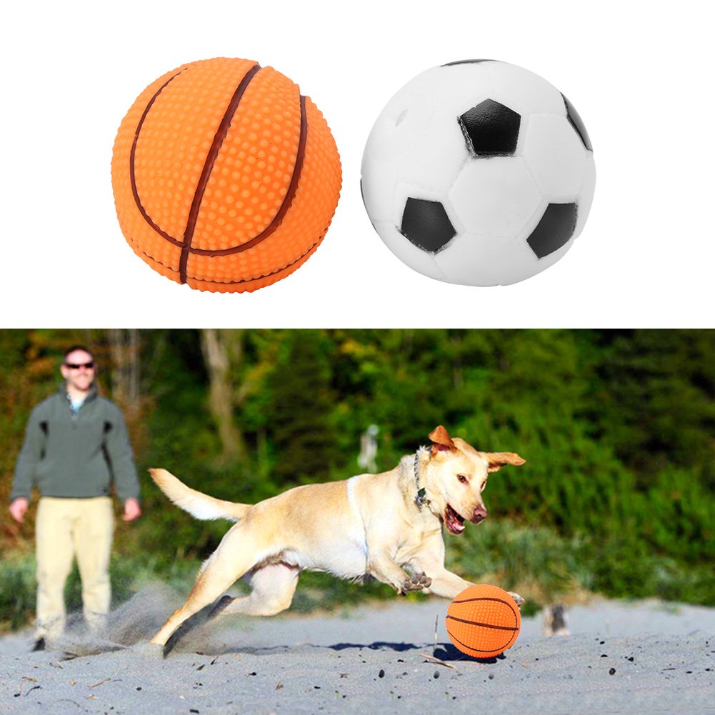 Fdit Pet Training Chewing Sound Ball Squeaky Playing Ball Toy Dog Puppy Training Sound Toy for Dog Pet(Basketball)