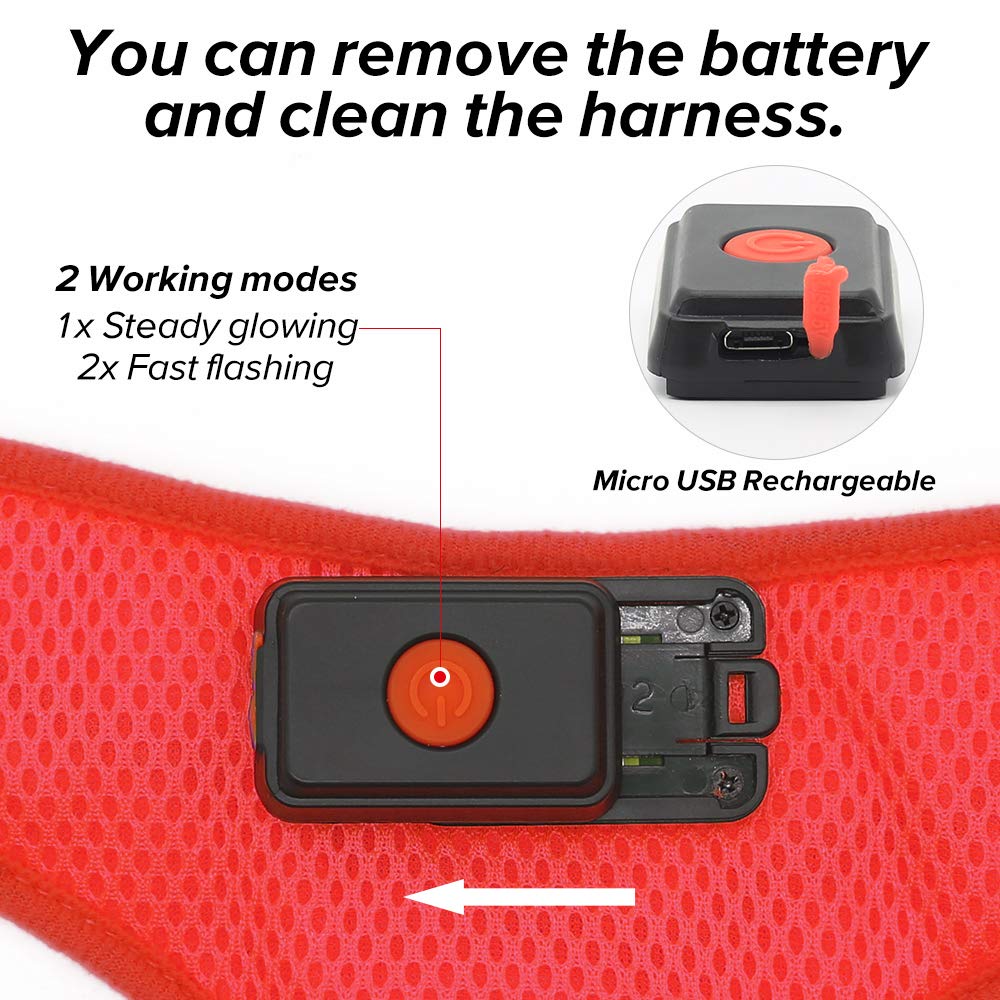 DOMIGLOW Light Up Dog Harness - Rechargeable LED Dog Vest, No-Pull Glowing Safety Pet Harness Lights for Night Walking & Camping