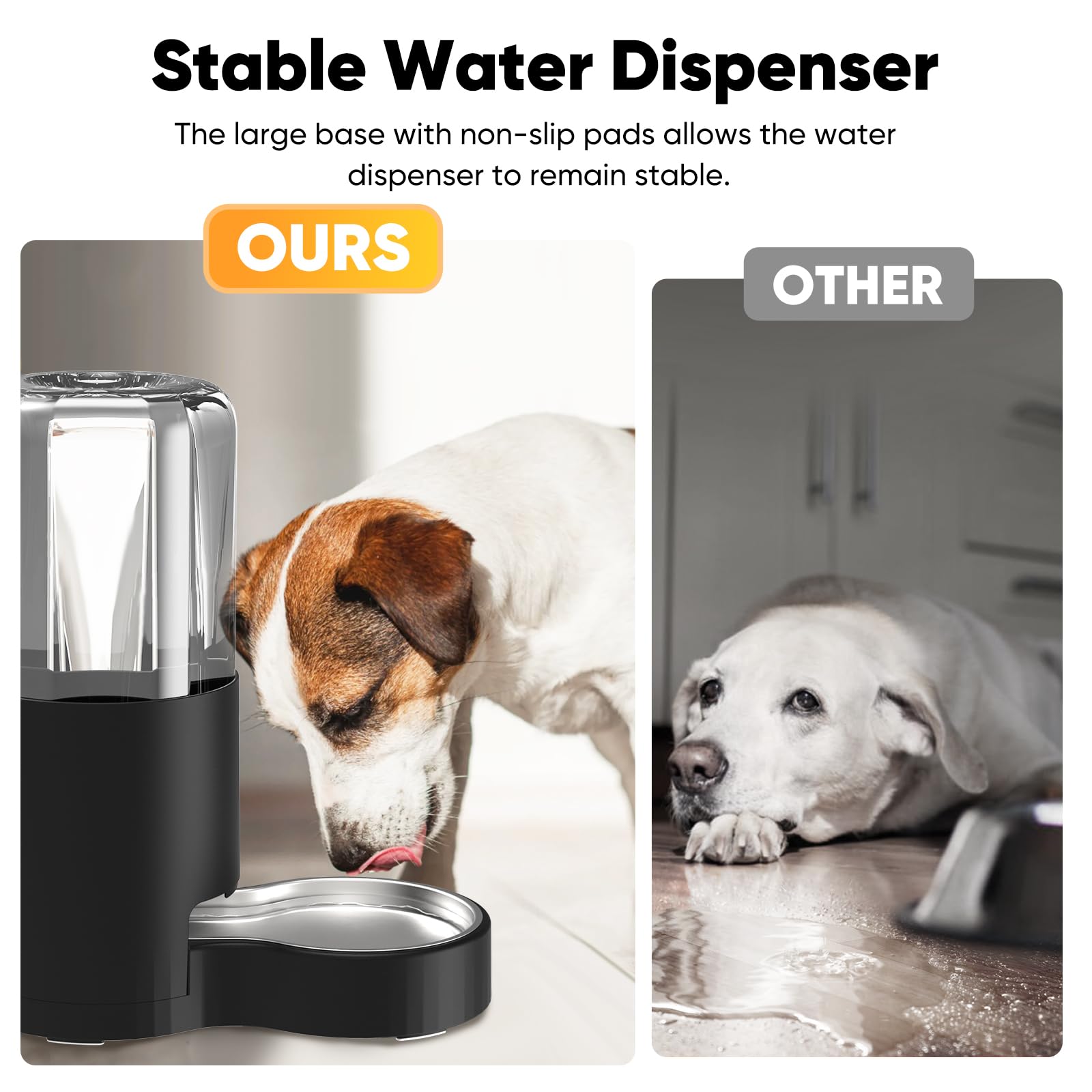 7L Automatic Dog Water Dispenser Bowl, Gravity Pet Water Dispenser With Stainless Steel Bowl, No Spilling Large Capacity Water F