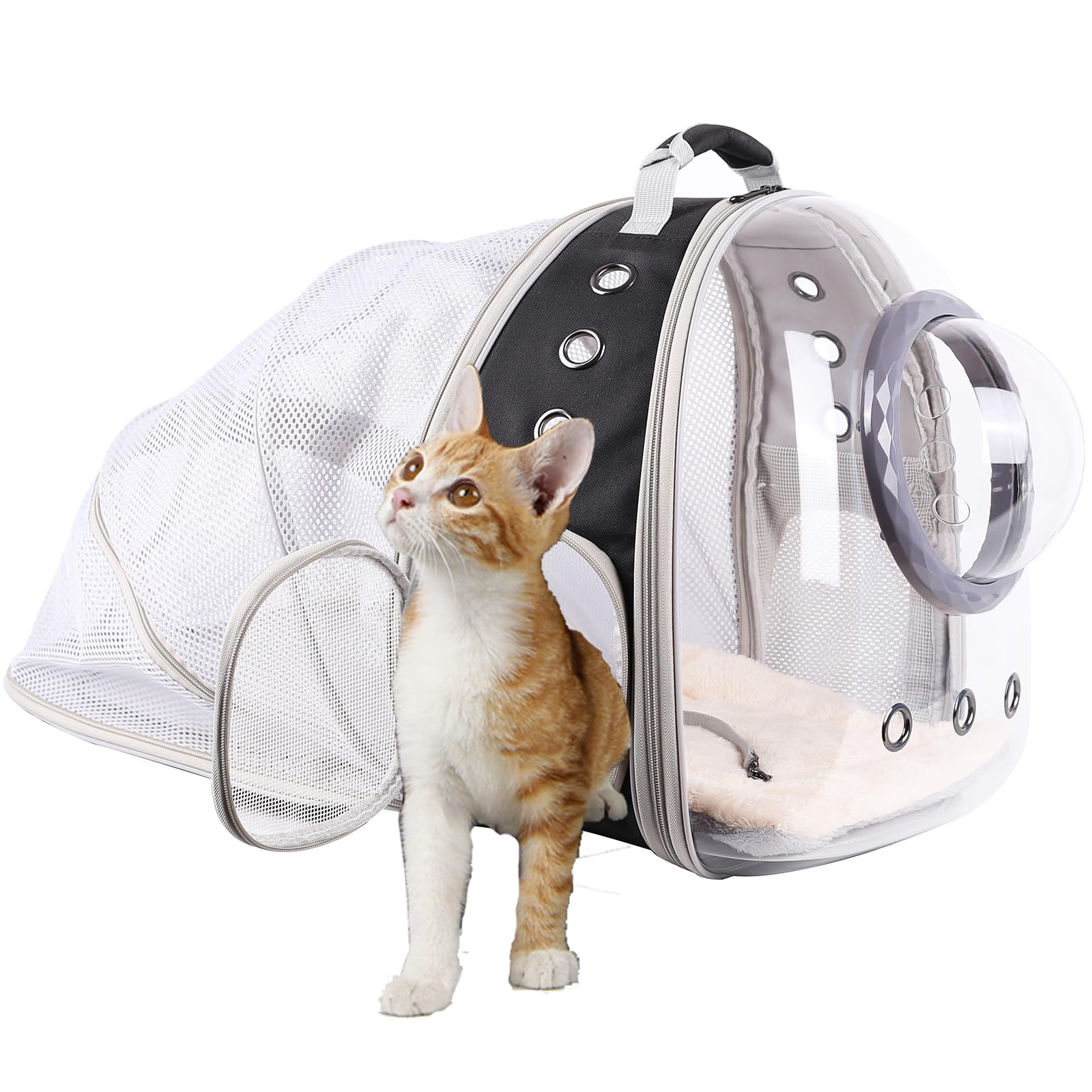Clear Bubble Window Cat Backpack, Space Capsule Astronaut Transparent Bubble Dome Pet Carrier Backpack For Kitten Bunny Small Pu
