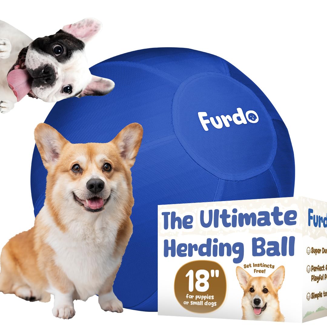 Furdo 18 Herding Ball for Dogs, for Australian Shepherd, for Cattle, for Border Collie, for Blue Heelers & Other Small to Medium