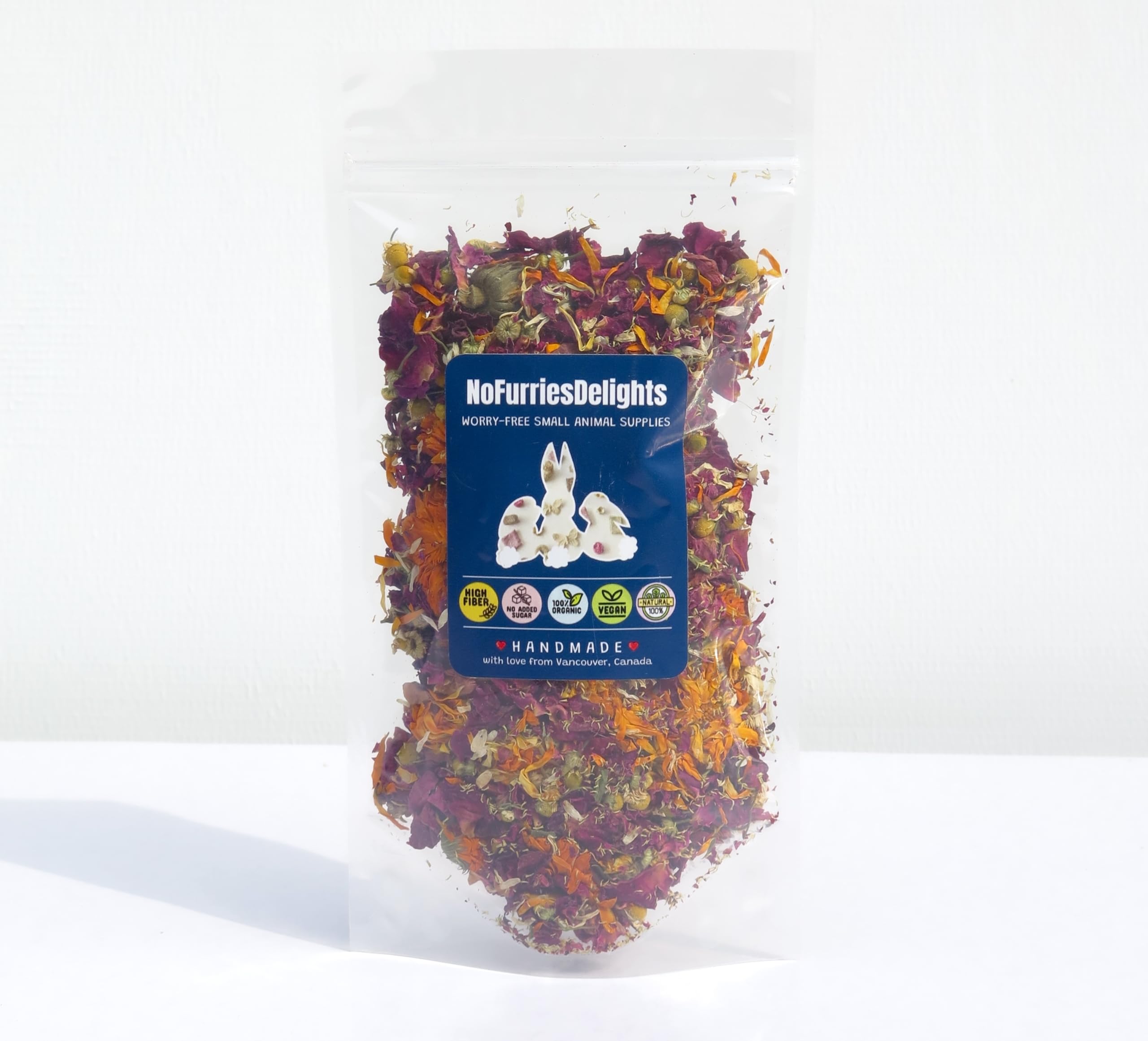 No Furries Delights Forage Mix,100% All Natural Botanical Herb Treat for Rabbit Hamster Guinea Pig Chinchilla Chicken Hermit Cra