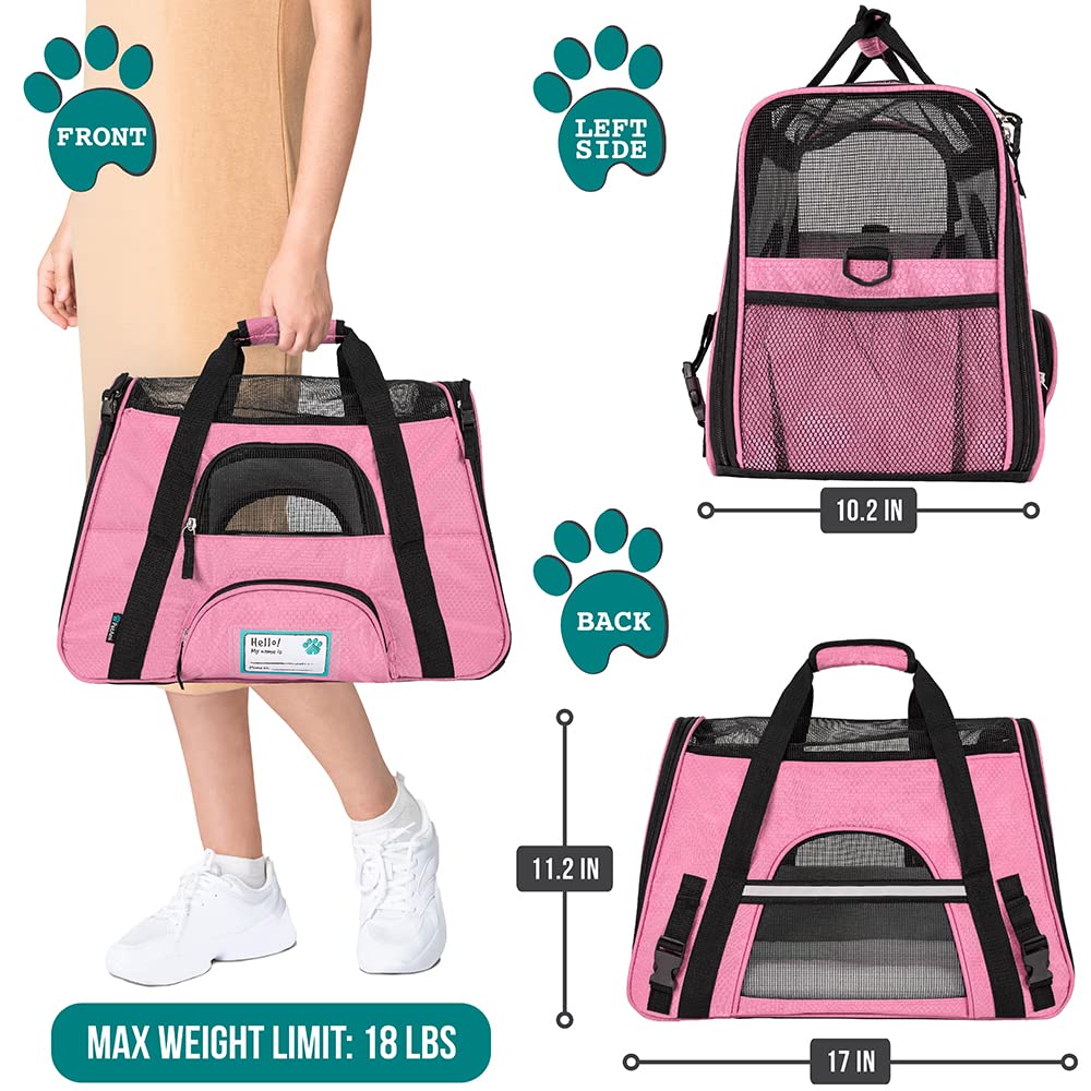 Petami Airline Approved Pet Carrier For Cat, Soft Sided Dog Carrier For Small Dogs, Cat Travel Supplies Accessories For Indoor C