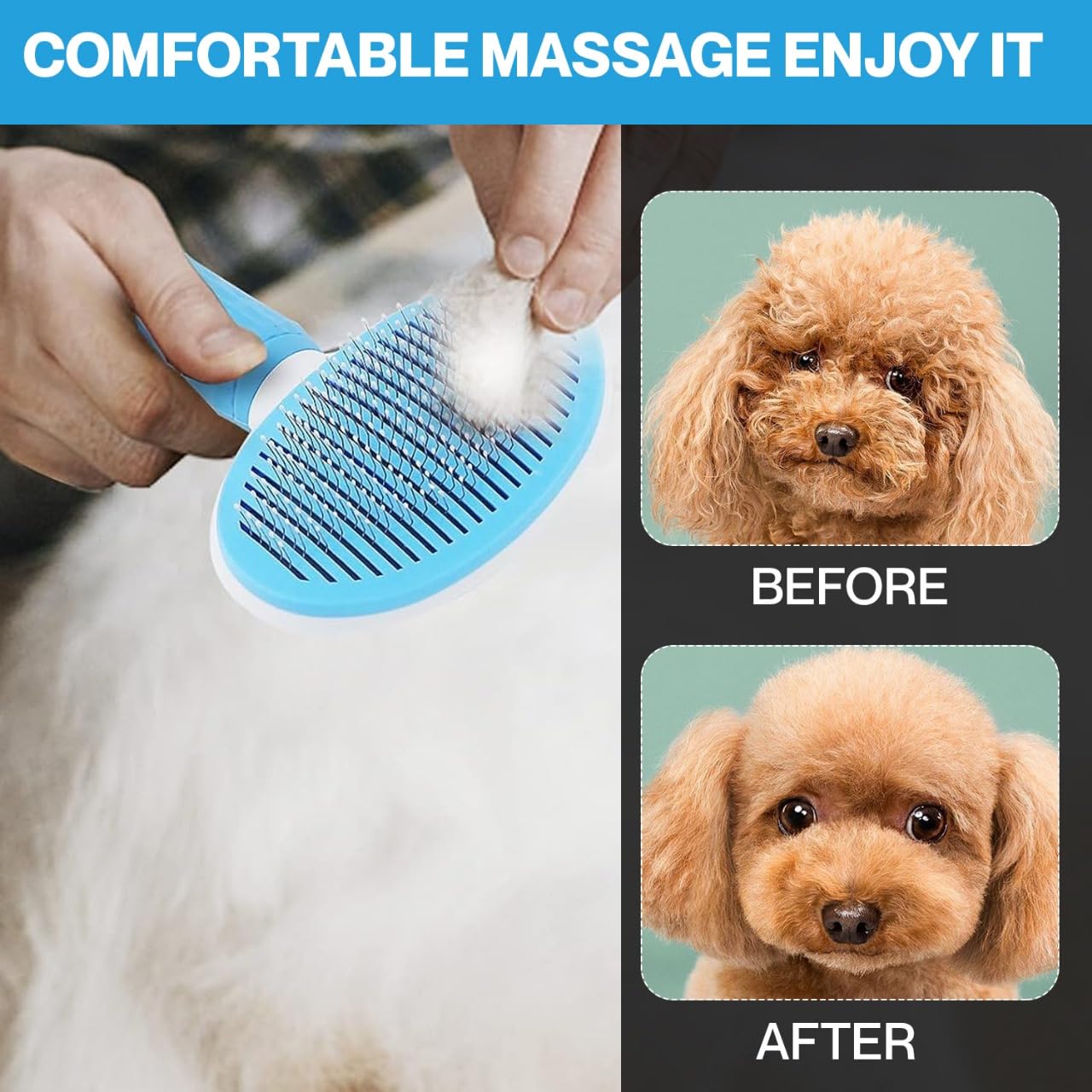 Cat Brush For Shedding And Grooming - Self Cleaning Slicker Brush For Cats, Rabbits & Small Dogs - Cat Brush For Long Haired Cat