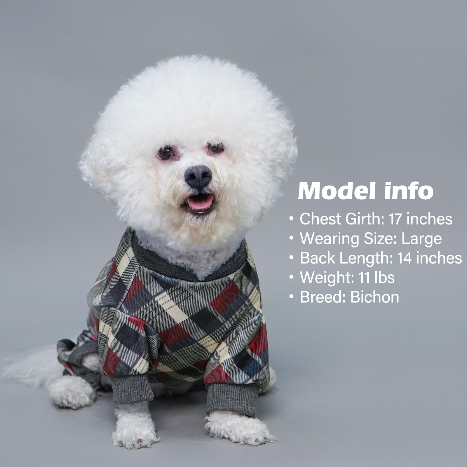 Kyeese Small Dog Pajamas Plaid Soft Material Lightweight Dog Pajama Pjs