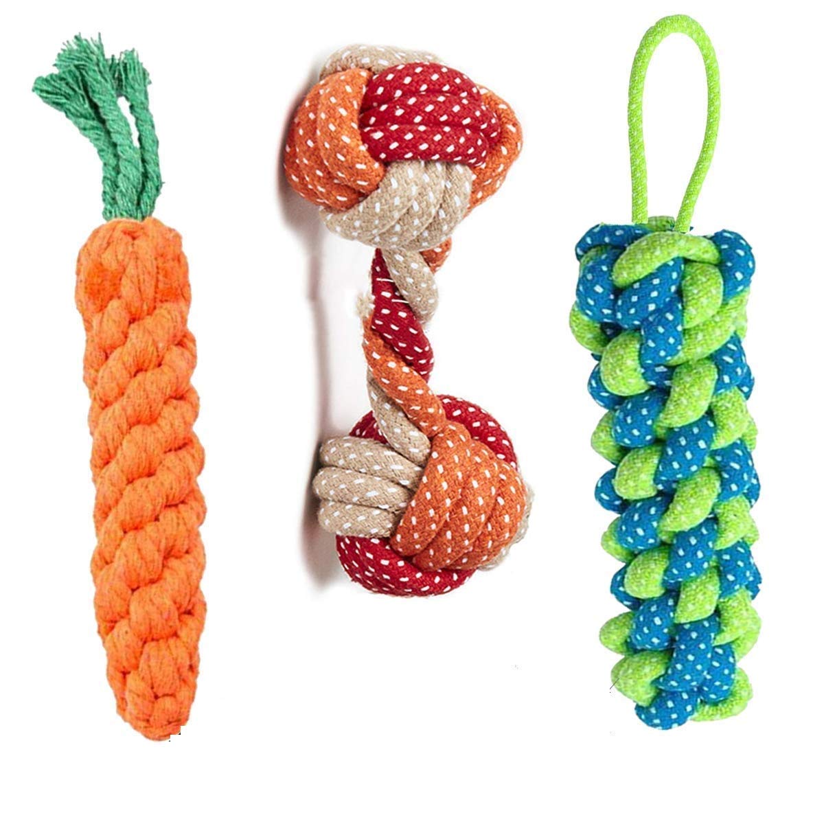 Pet Believe Durable Cotton Made Rope Toys For Dogs & Puppies | Corrot+Doumble + Dumby Combo Set Of 3