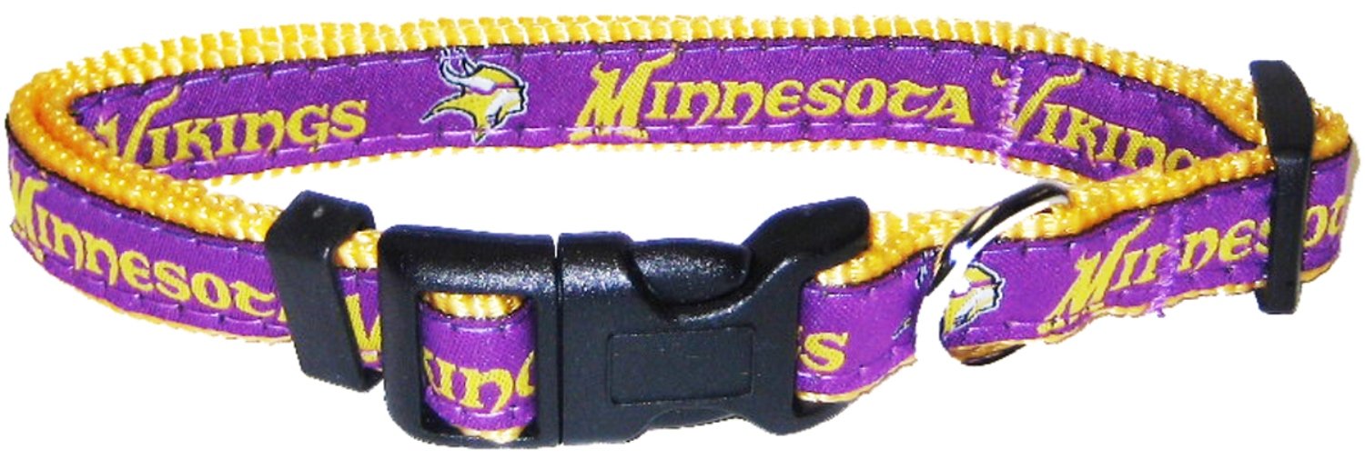 Pets First Nfl Minnesota Twins Licensed Pet Collar, Medium - Heavy-Duty, Strong, And Durable Dog Collar. Available In 31 Footbal