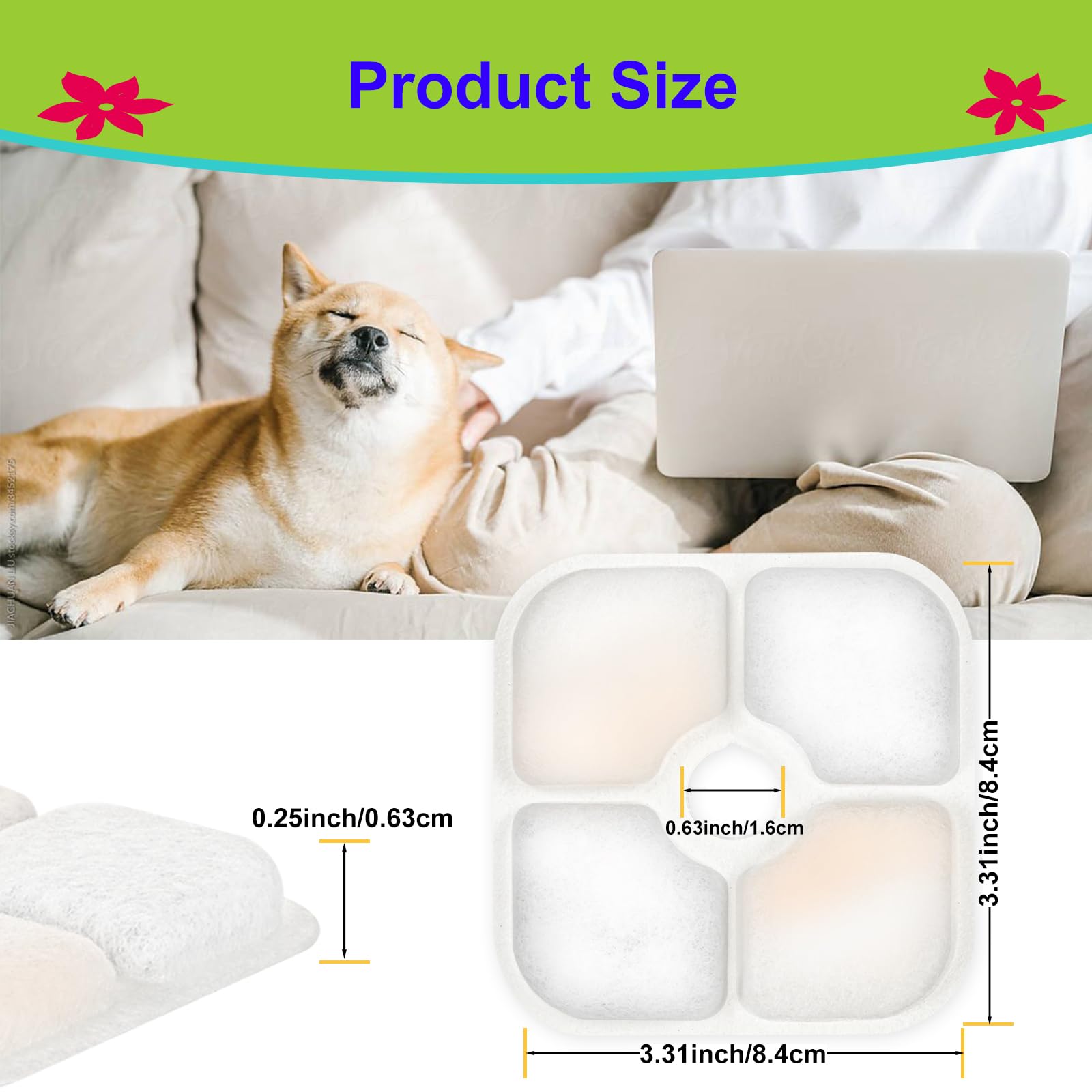 Cat Water Fountain Filter,Cat Fountain Filters for PIXI Pet Water Fountain,16 Pack Pet Fountain Filter Replacement