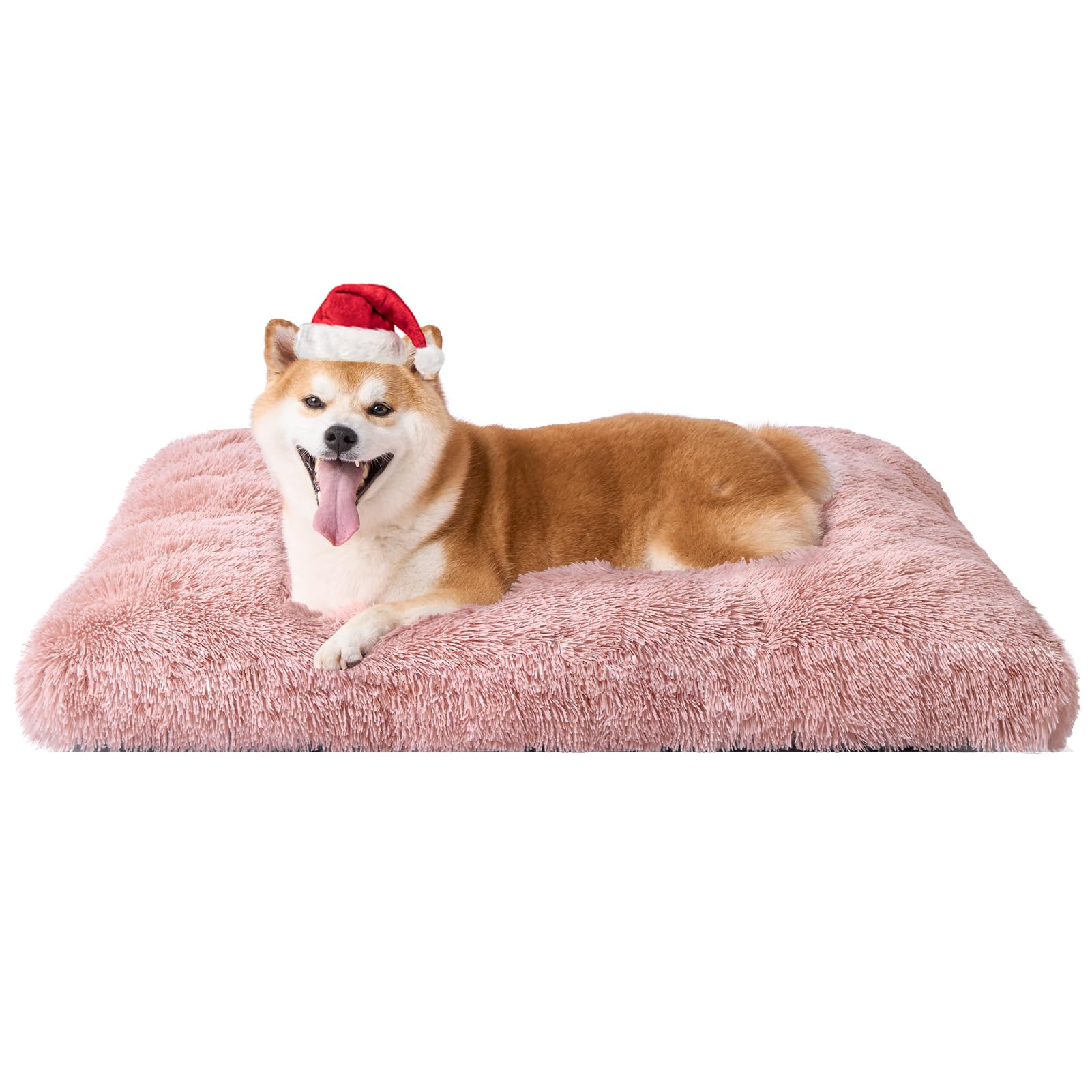 Eheyciga Fluffy Dog Crate Bed For Large Dogs, Plush Faux Fur Dog Crate Pad, Calming Anti Anxiety Large Dog Bed For Crate, Washab
