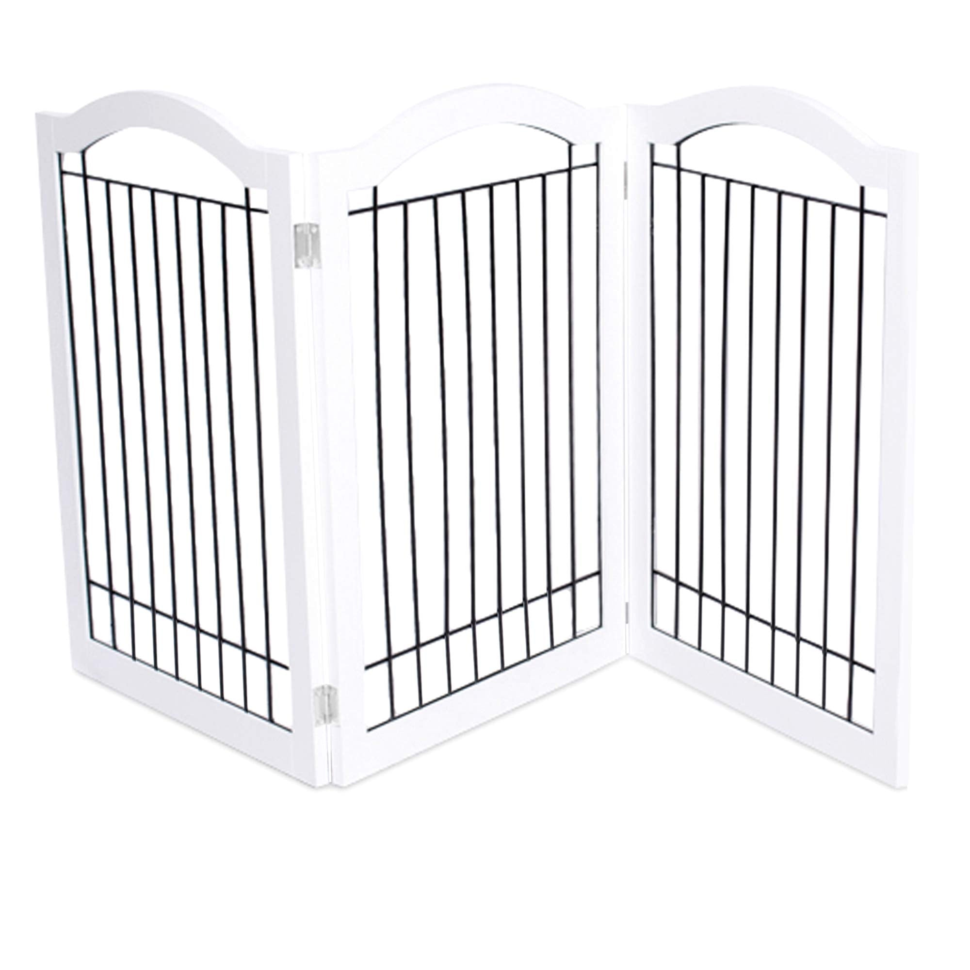 Internets Best Arched Top Wire Dog Gate for The Home, Doorway, Stairs  3 Panel  30in H x 60in W  Medium, Large Dogs, Puppies, C