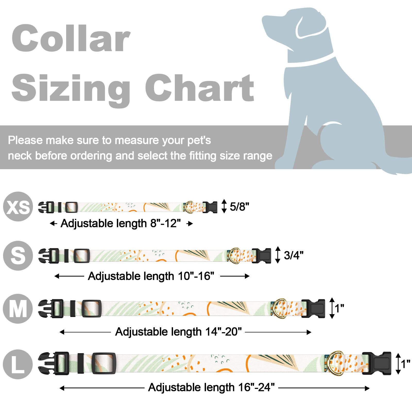 Rnivvi Dog Collar For Large Dogs, Cute Boho Heavy Duty Adjustable Puppy Collar With Quick Release Buckle For Girl & Female, Pet