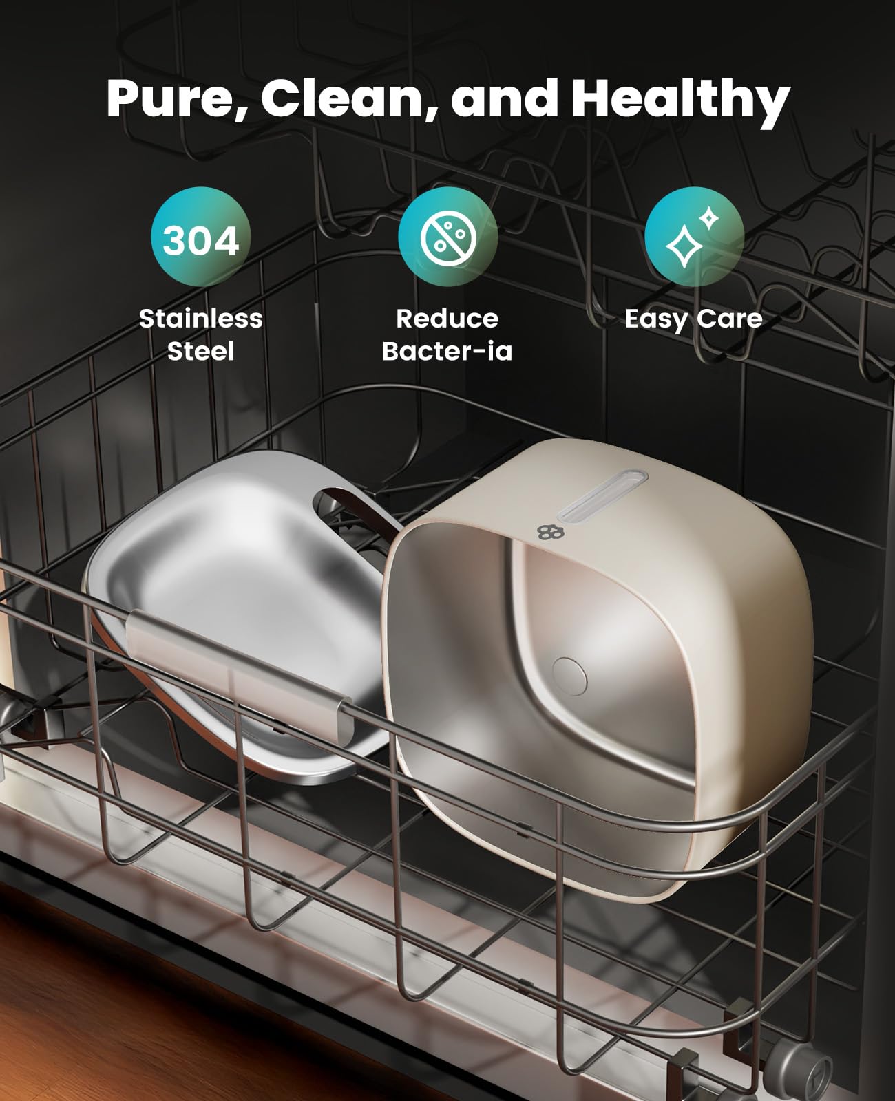 Oneisall Wireless Cat Water Fountain, 3.5L/118Oz Battery Operated Pet Drinking Fountains Stainless Steel For Cats Indoor, Cordle