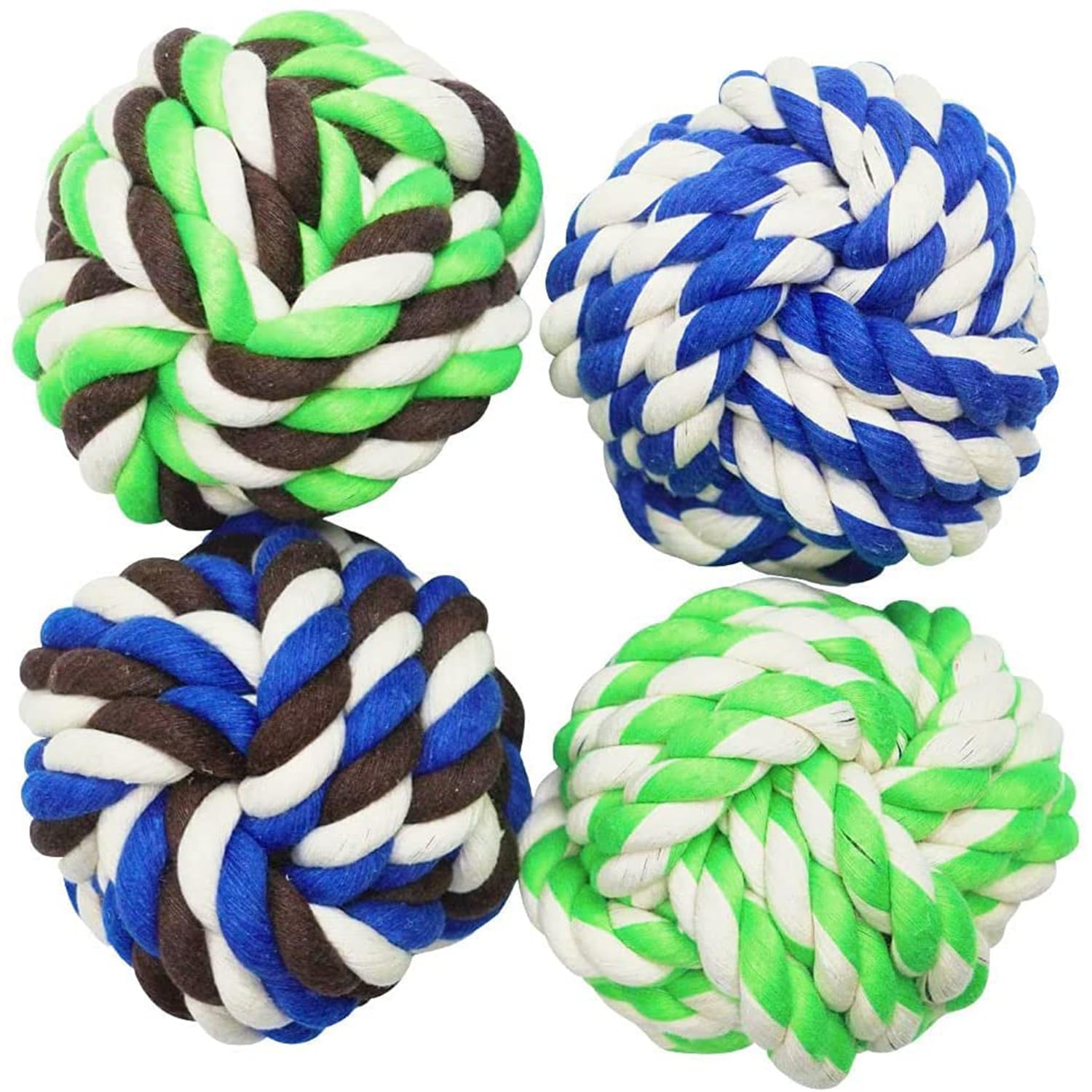 emily pets Large Dog Toys Rope Ball Toy for Dogs Big Tough Natural Cotton Rope Ball Chew Toy Set for Larger Breed (4Pack)