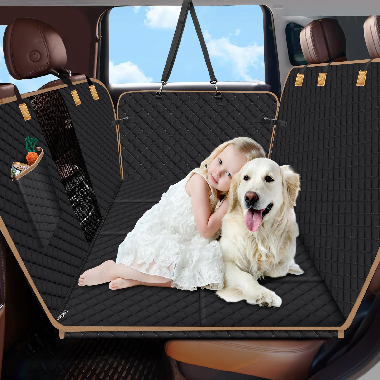 Lekespring Dog Car Seat Cover For Back Seat, Dog Car Bed Cover With Hard Bottom, Backseat Extender Hammock For Mid-Sized Truck/S