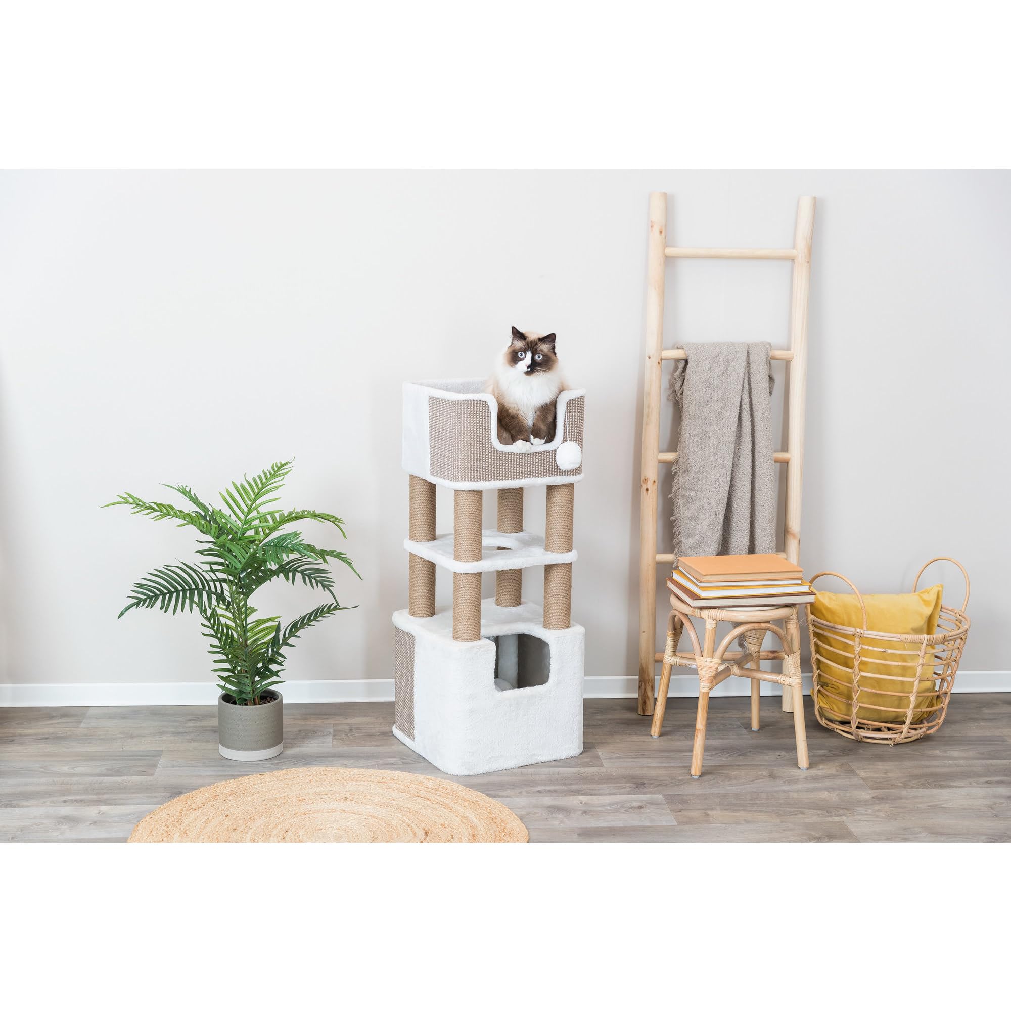 Trixie Lucano 39.8-In Cat Tower, Sisal Scratching Posts, Cat Tree With Plush Condo, Cushions, Dangling Cat Toys, Brown