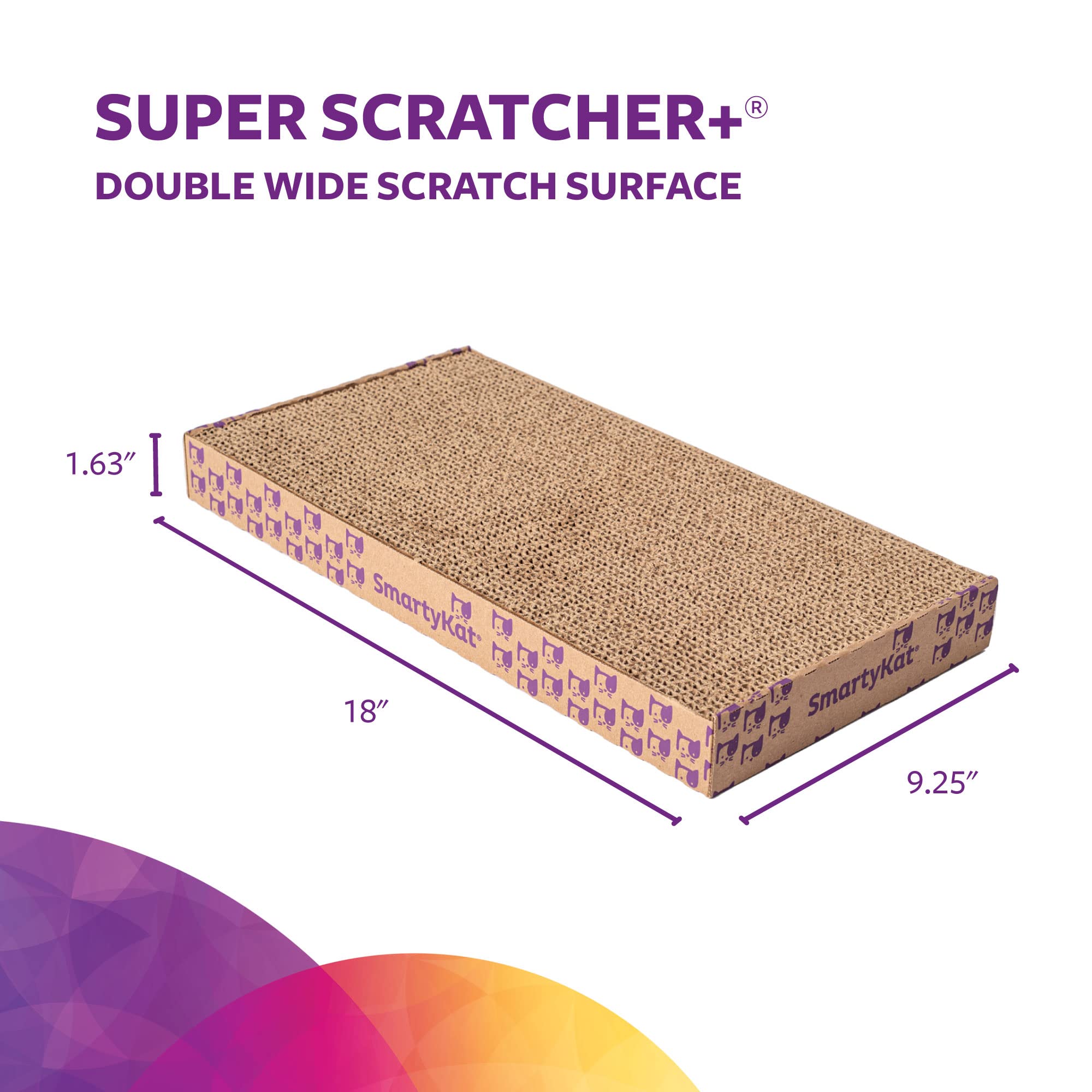 Smartykat Super Scratcher+ Double Wide With Catnip Infusion Technology Corrugate Cat Scratch Pad, Durable & Reversible