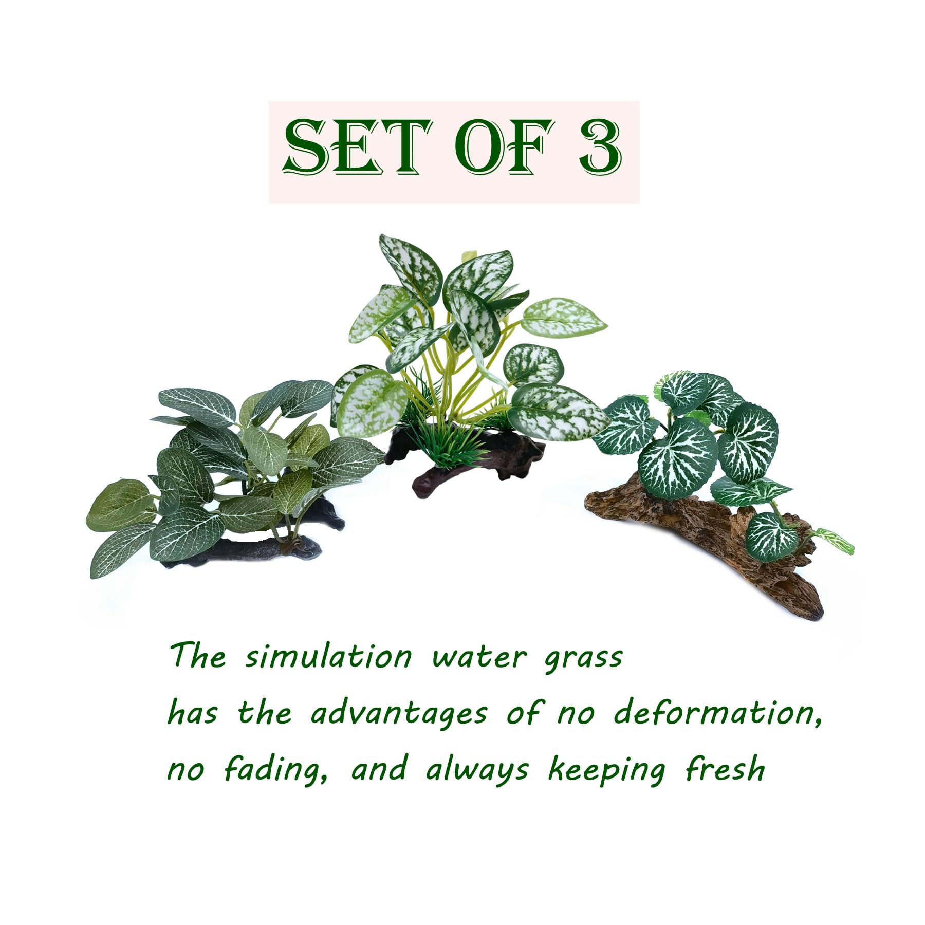 M2cbridge Artificial Fish Tank Plants Silk Aquarium Plant Aquatic Water Grass Foreground Decor (3PCS Green Grasses)