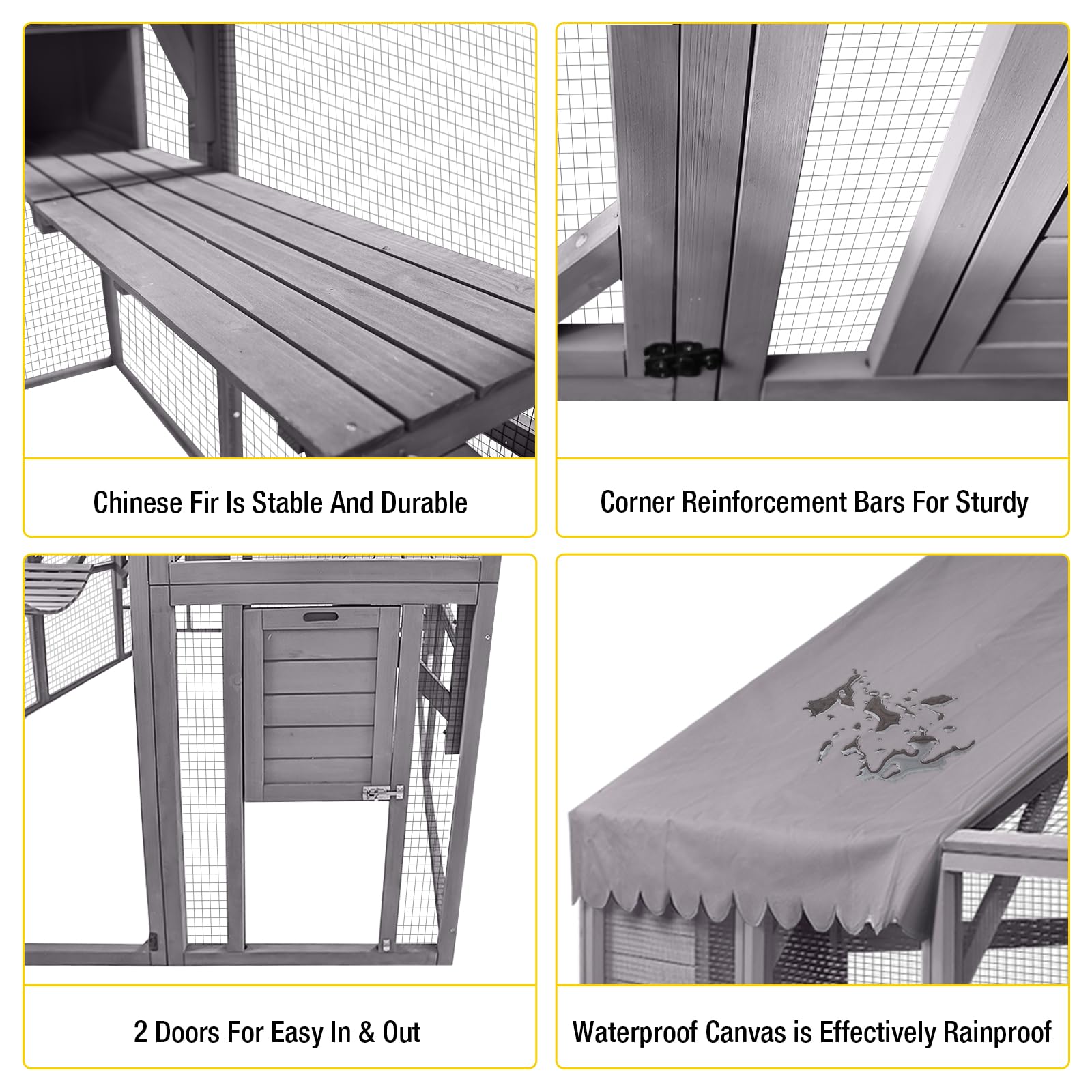 Aivituvin Catio For Multiple Cats, Large 56.54Ft Outdoor Enclosure, Weatherproof W/ 2 Bridges, 7 Trails, 2 Houses, Grey