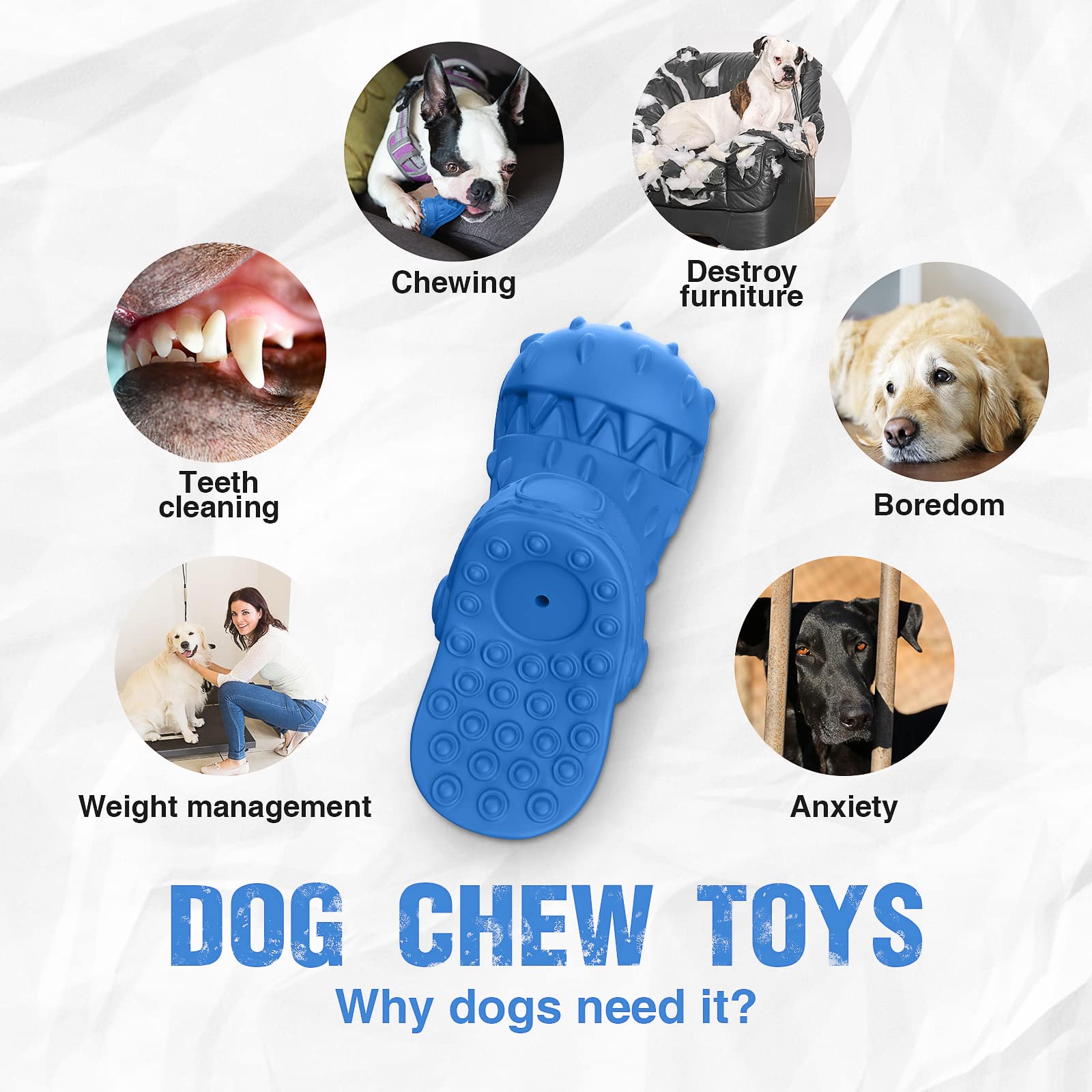Izetianzhe Indestructible Dog Toys For Aggressive Chewers, Tough Chew Toys For Medium/Large Dogs, Heavy Duty Squeaky Toys (Slipp