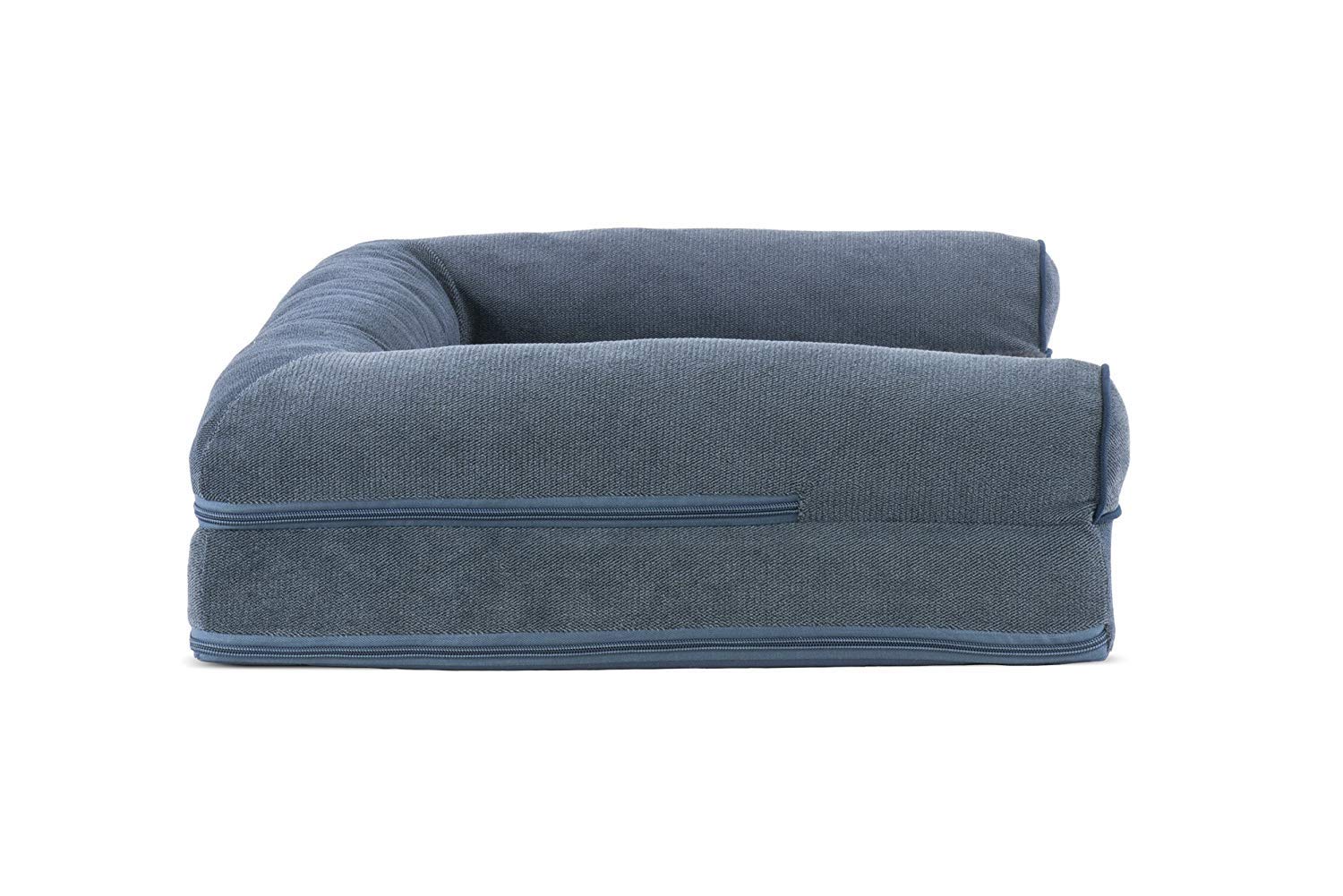 Furhaven Cooling Gel Dog Bed for Medium/Small Dogs w/ Removable Bolsters & Washable Cover, For Dogs Up to 35 lbs - Sherpa & Chen
