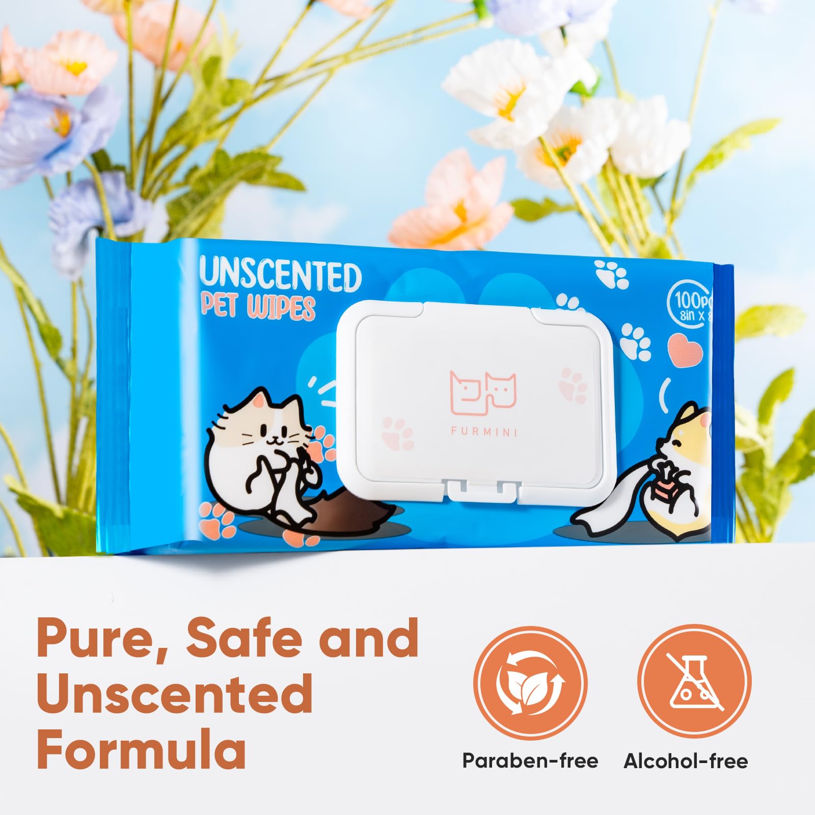 Furmini Unscented Pet Wipes (400pcs) - Hypoallergenic, Alcohol-Free & Soothing for Sensitive Skin - Head-to-Tail Cleaning for Do
