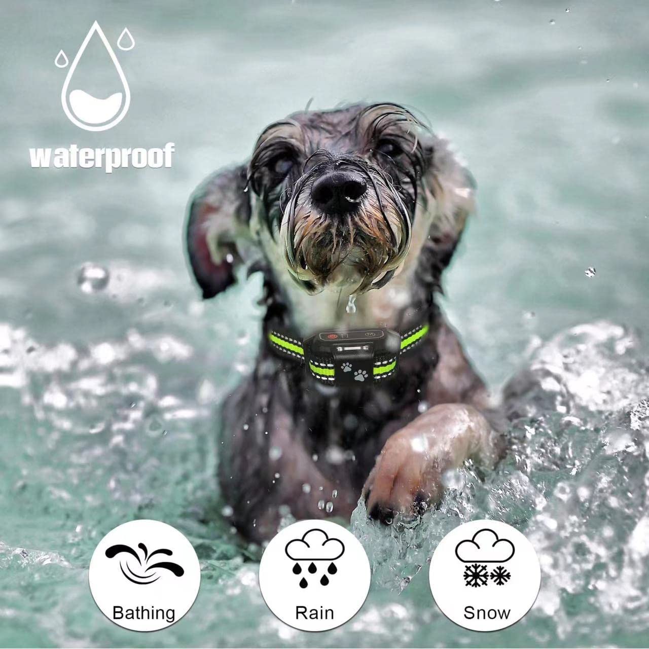 Bark Collar, Rechargeable Anti Barking Collar Dog Training With Beep Vibration Shock Stop Barking Control Devices Ip67 Waterproo