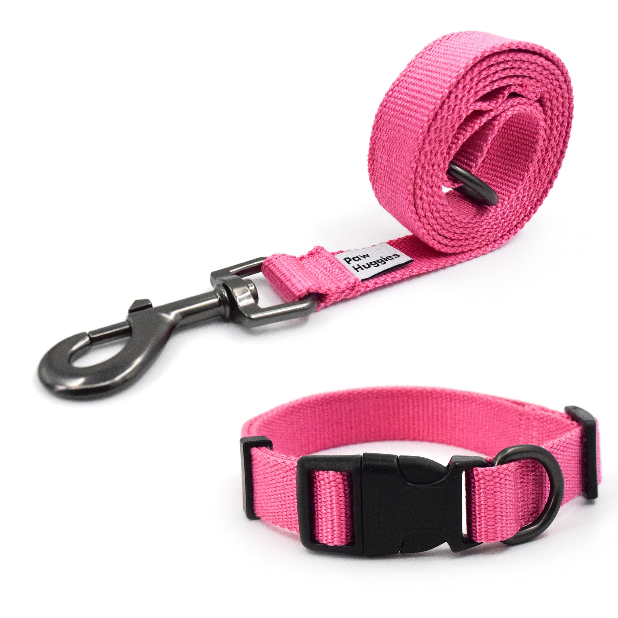 Rose Pink Dog Collar And Leash Set For Large Dog, Breathable, Anti-Odor & Soft, Comfortable For Sensitive Skin Puppies, 90% Bamb