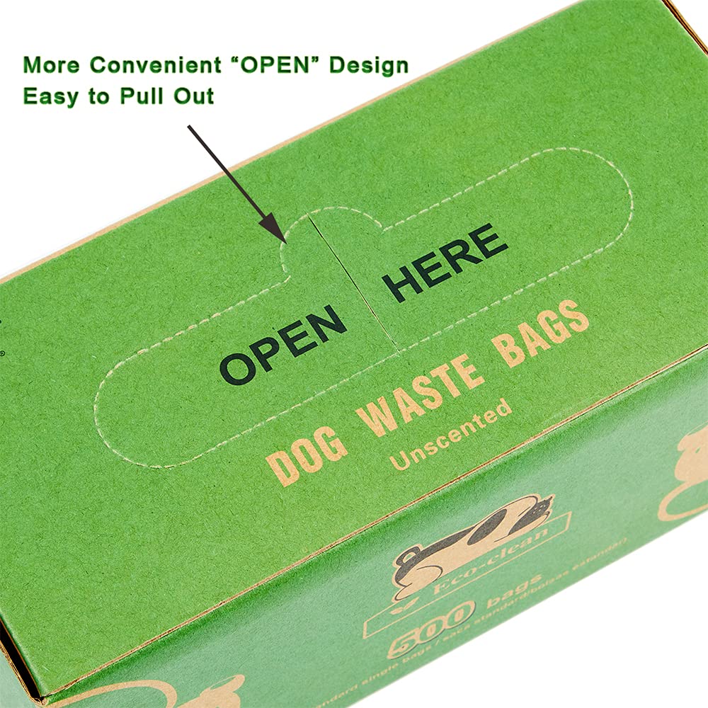 ECO-CLEAN Dog Poop Bags, 500 Count, Leak-Proof, Earth-Friendly, Tissue-Style Dispensing, Big Enough for All Pet Size, Keep Your