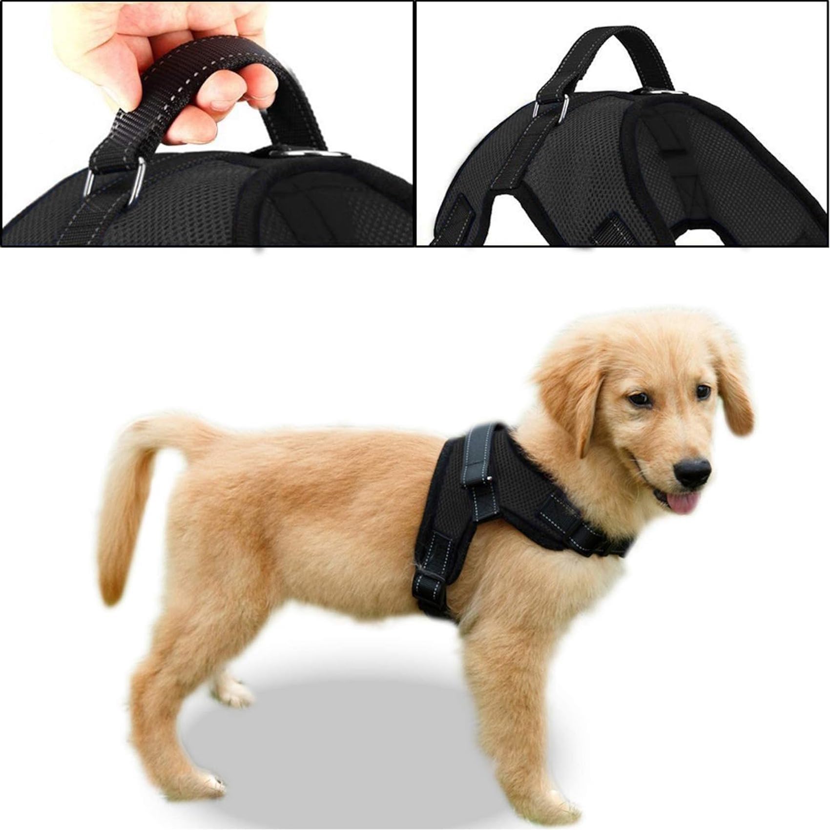 Copatchy No Pull Reflective Adjustable Dog Harness With Handle- Comfortable Soft All Weather Mesh, Easy On Puppy Harness For Small Medium And Large Dogs (Black) Small