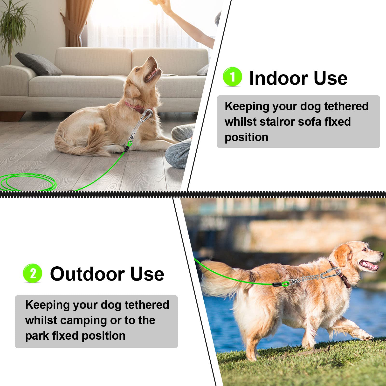 Jenico Dog Tie Out Cable - 70 Ft Dog Runner Cable With Swivel Hook, Dog Leash Run Tether For Yard Outdoor And Camping, Rust- Proof Training Line For Small To Medium Pets Up To 500 Lbs