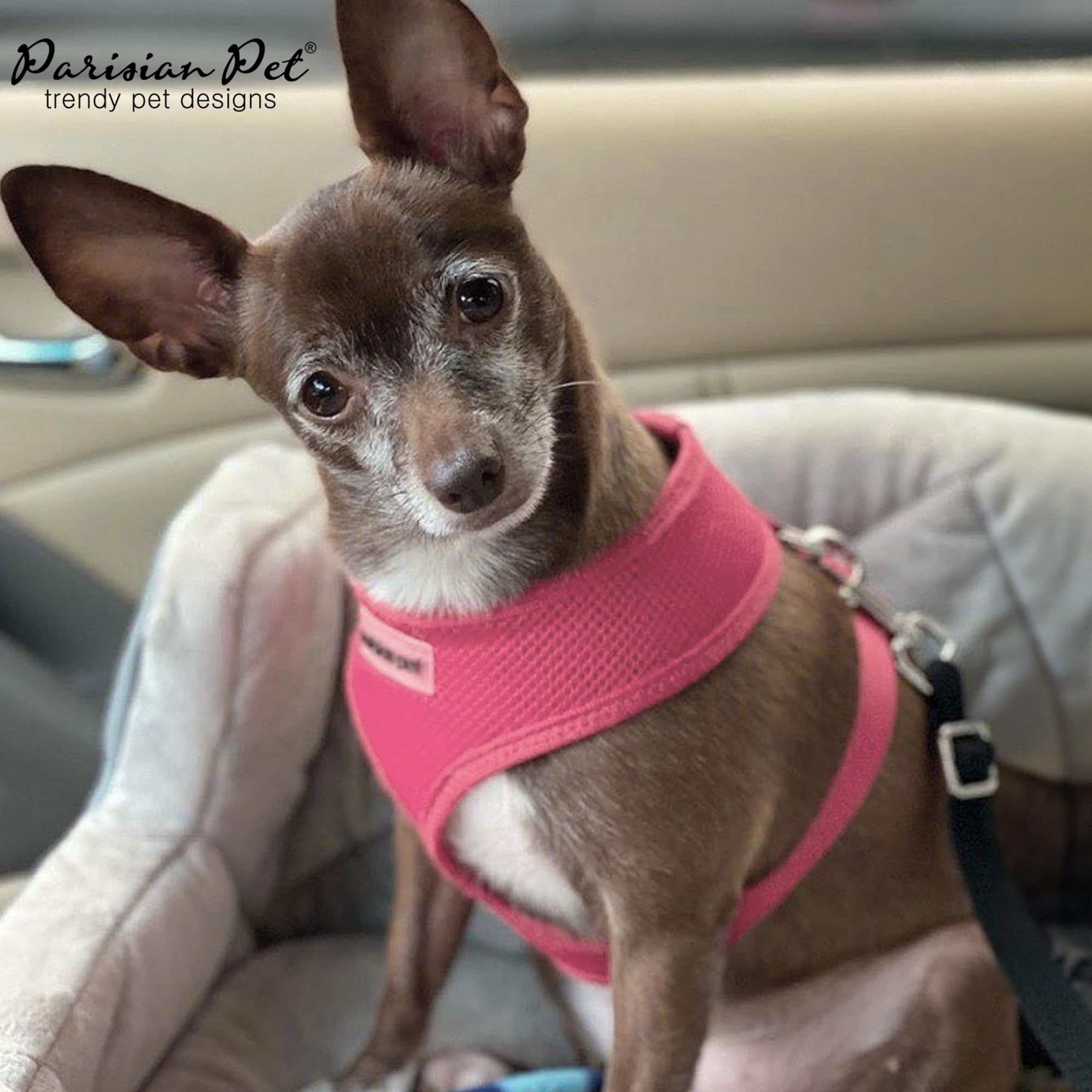 Parisian Pet Dog Harness - Adjustable Pink Dog Vest Harness - 100% Mesh Fabric No Pull Puppy Harness - Cooling Dog Harness For Large Dogs - Idle For Walking, Running, And Hiking - Xl