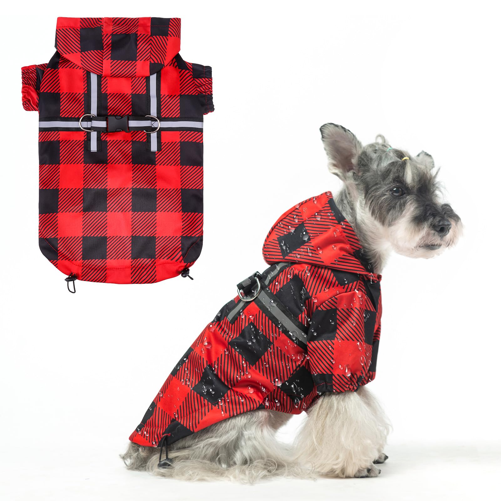 Beautyzoo Dog Raincoat Hooded With Harness Built-In For Small Medium Large Dogs Girls Boys, Dog Rain Jacket Slicker Poncho,Water