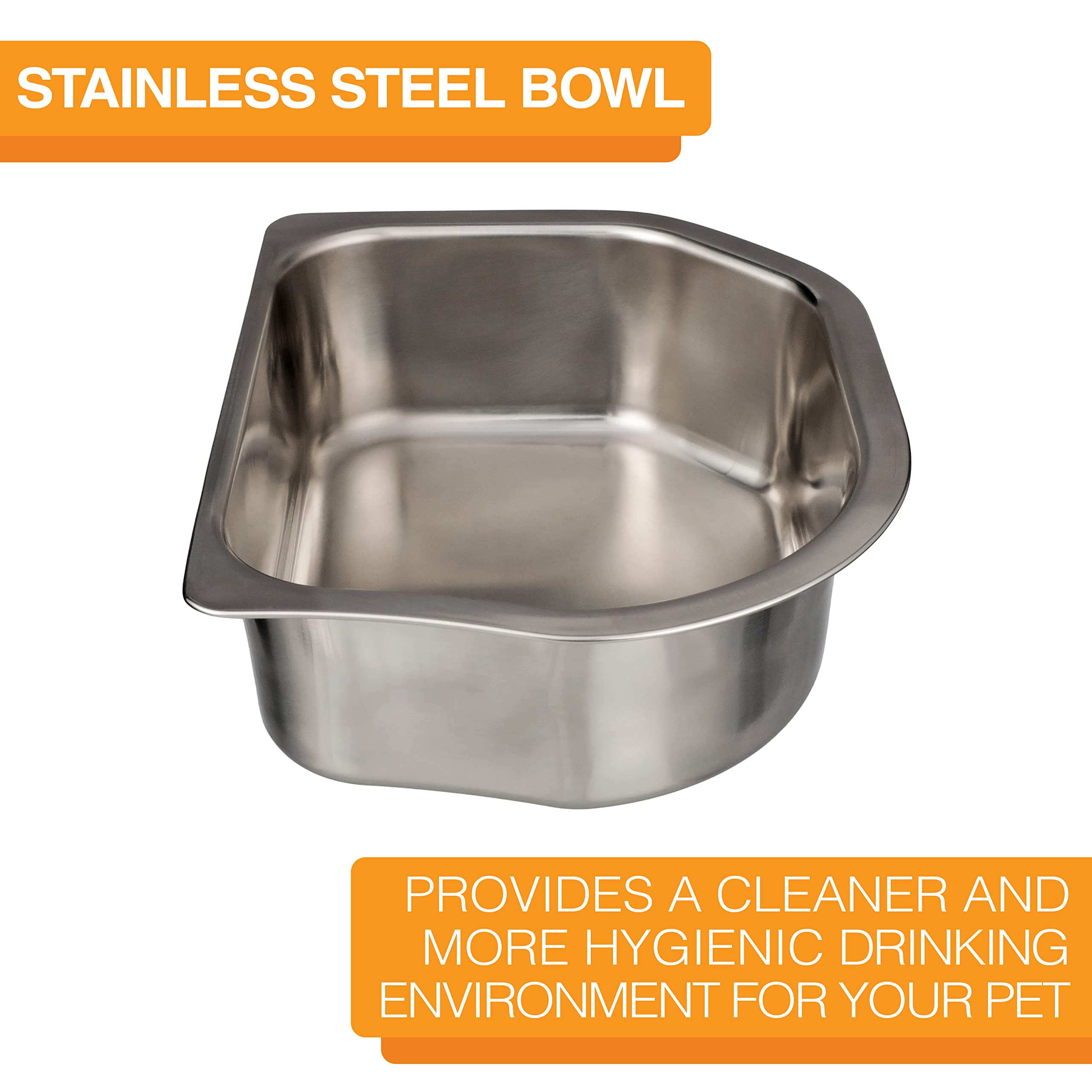 Neater Pets Stainless Steel Water Bowl For Cats Or Dogs - Fits Inside Of Neater Slow Feeder Double Diner, 8.5 Cups