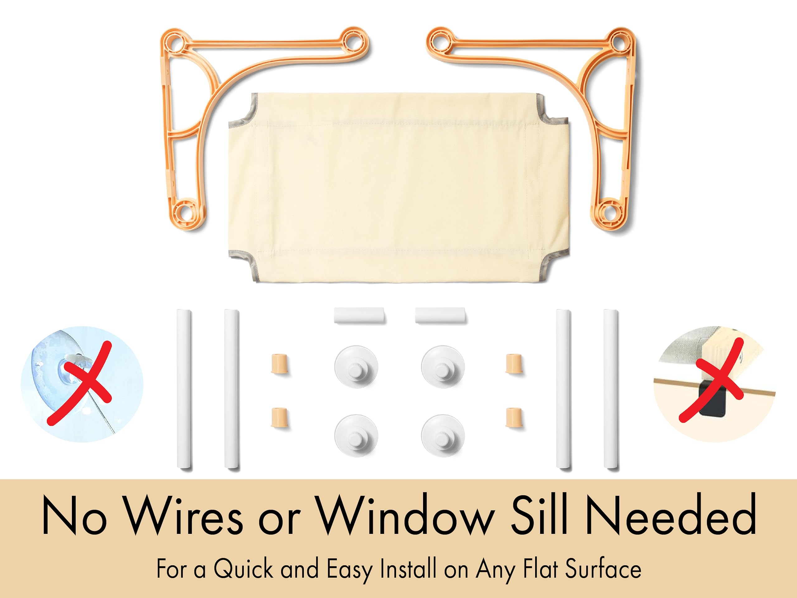 Dwd Cordless Cat Window Seat - Cat Window Hammock - Pet Wall Hammock - Upgraded Model - Holds Over 20Lbs - Perch For Animals To