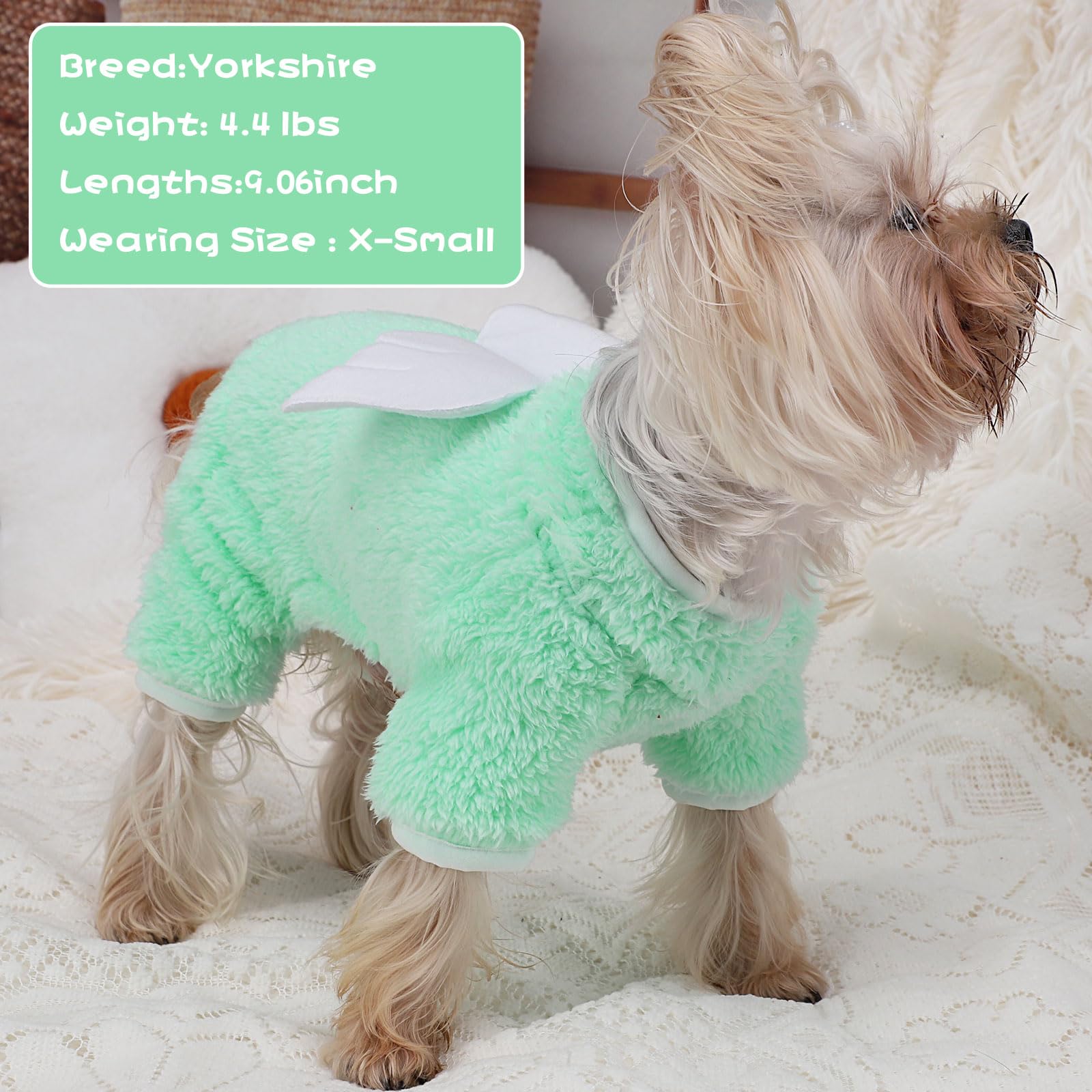 Kosiyi Dog Pajamas For Small Pets - Fleece Spring Christmas Sweater, Lightweight Velvet Outfit, Jumpsuit, Pjs, Cat Apparel, Ones