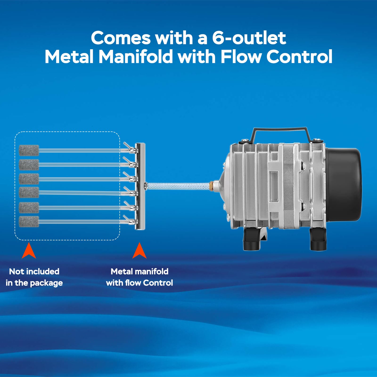 Aquamiracle Aquarium Air Pump Commercial Air Pump 1000Gph, 35W Air Pump For Fish Tank, Hydroponic Air Pump, Fish Tank Air Pump Bubbler Pond Aerator
