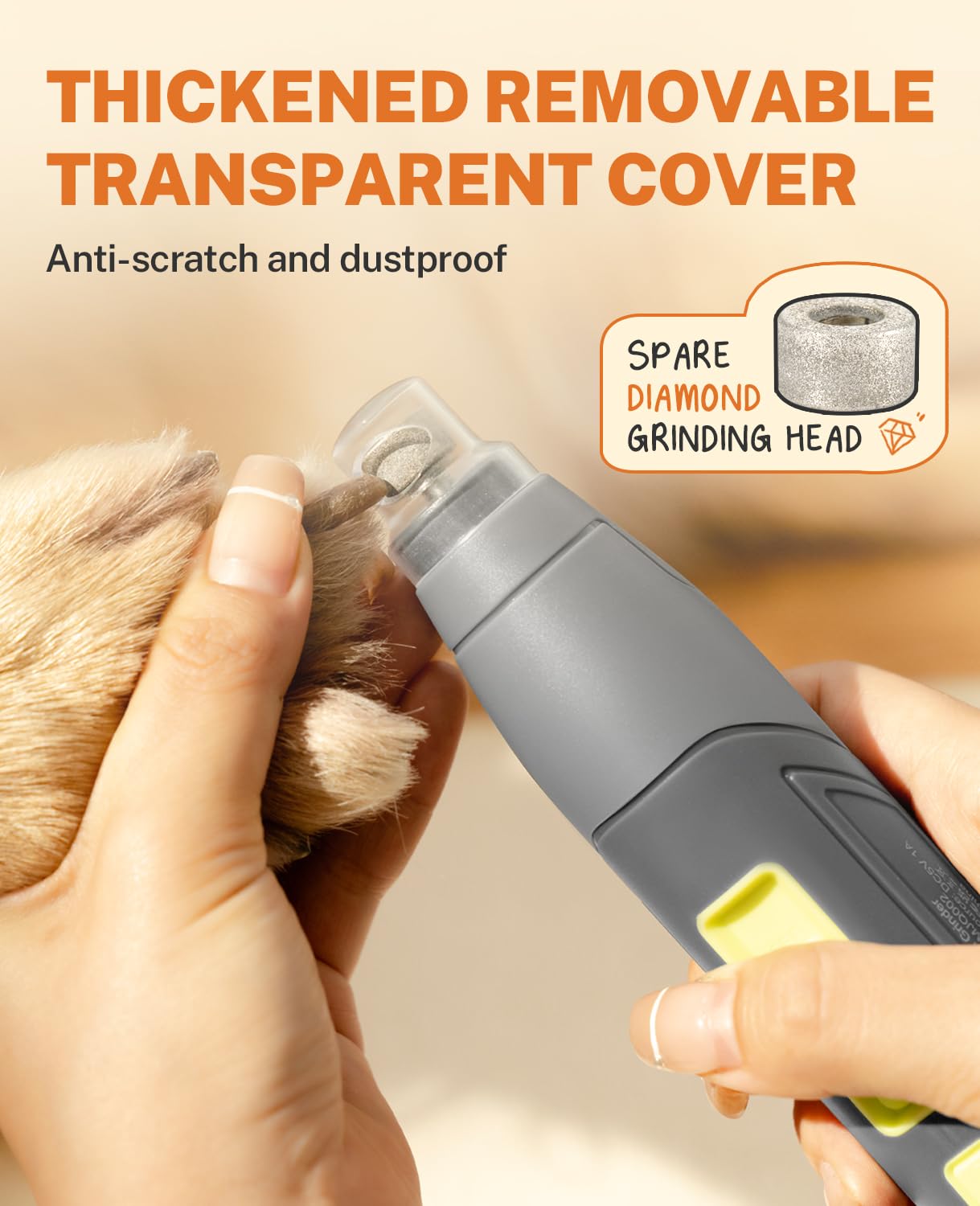 Toozey Dog Nail Grinder For Large Dogs, Real 12,000 Rpm & 3-Speed, With Dust Cap And Led Light, Professional Electric Dog Nail T