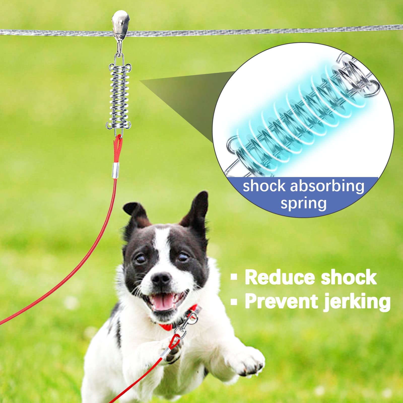 Dog Tie Out Runner For Yard,Trolley System For Large Dogs,Heavy Duty Dog Run Cable Lead 50Ft With 10Ft Pulley Runner Line For Small Medium And Large Dogs Up To 125Lbs Running Outside Yard Or Camping