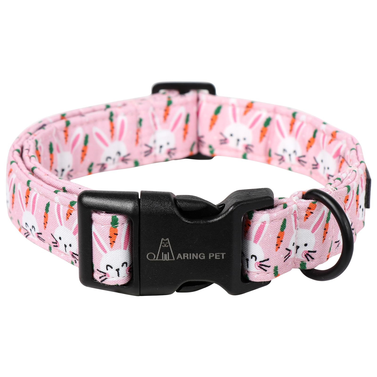 Aring Pet Easter Dog Collar-Cute Pink Rabbit Dog Collars, Adjustable Cotton Carrot Pet Collar Puppy Collars With Quick Release B