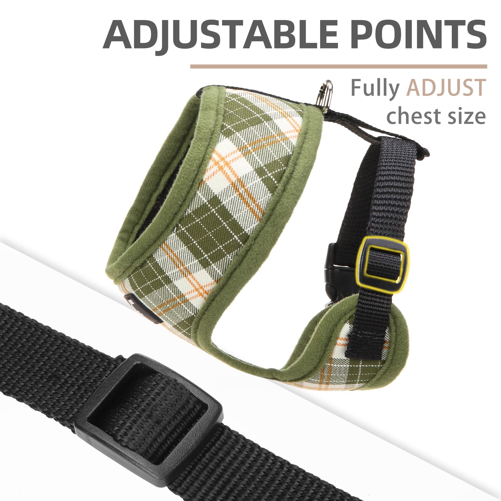 Pupteck Soft Mesh Dog Harness And Leash Set Pet Puppy Cat Comfort Padded Vest No Pull Harnesses, Olive Green, Xs