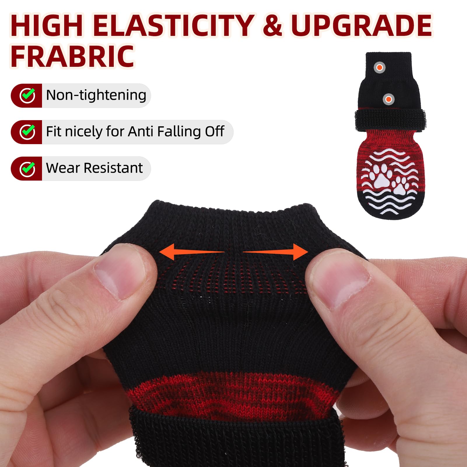 PUPTECK Anti Slip Dog Socks, Shoes with Grippers to Prevent Licking Hardwood Floors Traction, Rubber Boots & Paw Protectors, Sen