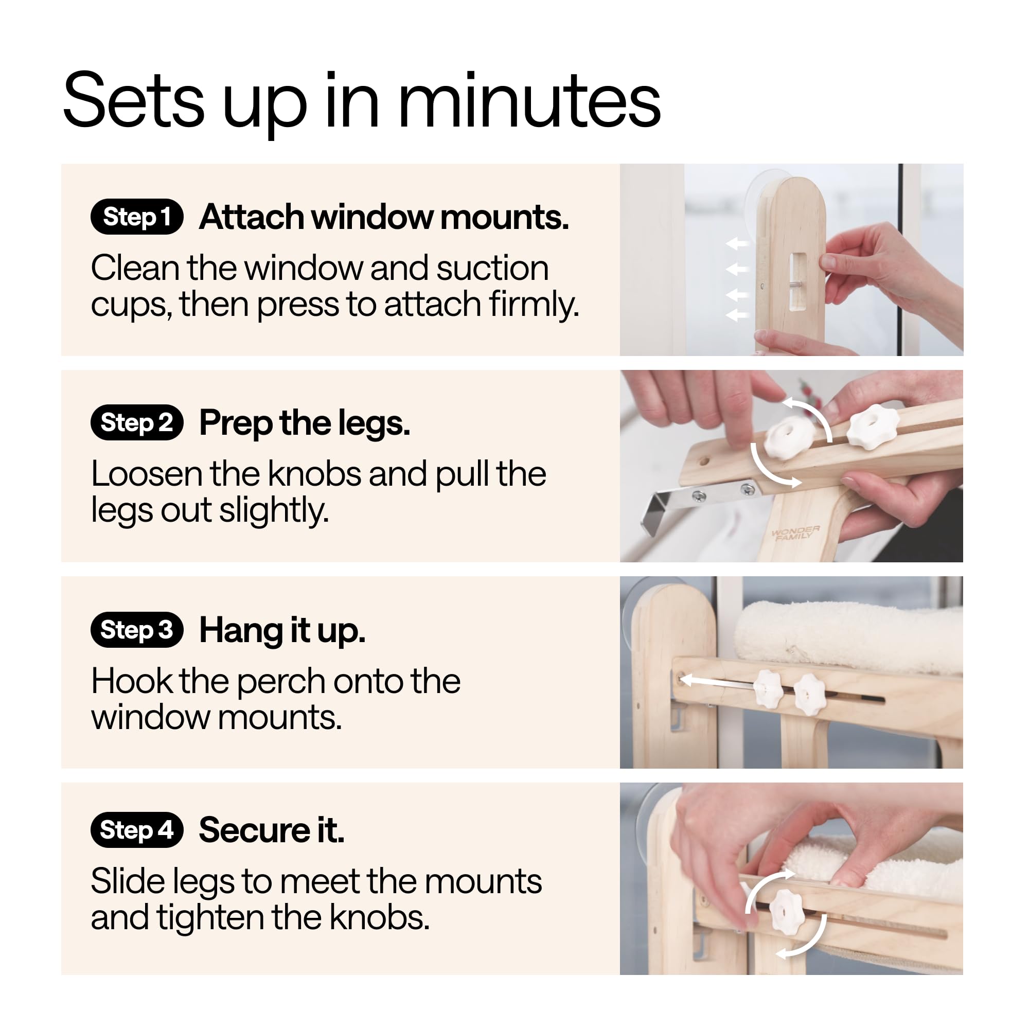 Foldable Cat Window Perch For Cats Inside - 4-In-1 Cat Bed For Shelf, Windowsill, Wall, Floor - 4 Heavy Duty Suction Cups, Sturd