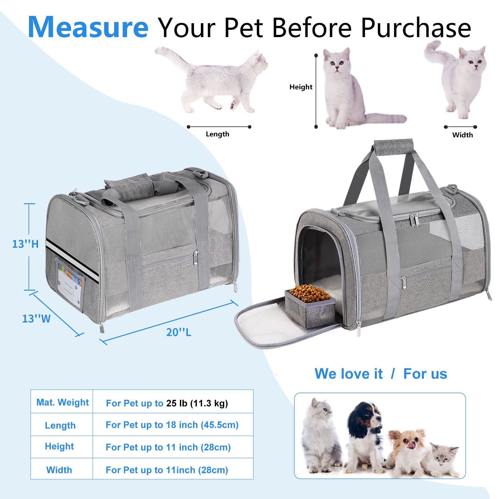 Cussiou Large Airline Approved Pet Carrier Backpack For Cats & Dogs, Collapsible Cat Carrier With Breathable Mesh & Safety Leash