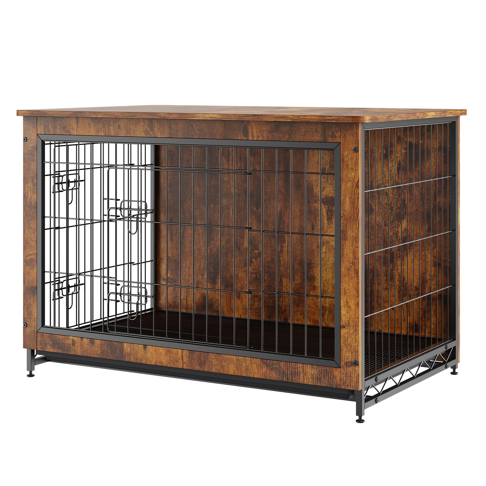 VEVOR Dog Crate Furniture, 38 inch Wooden Dog Crate with Double Doors, Heavy-Duty Dog Cage End Table with Multi-Purpose Removabl